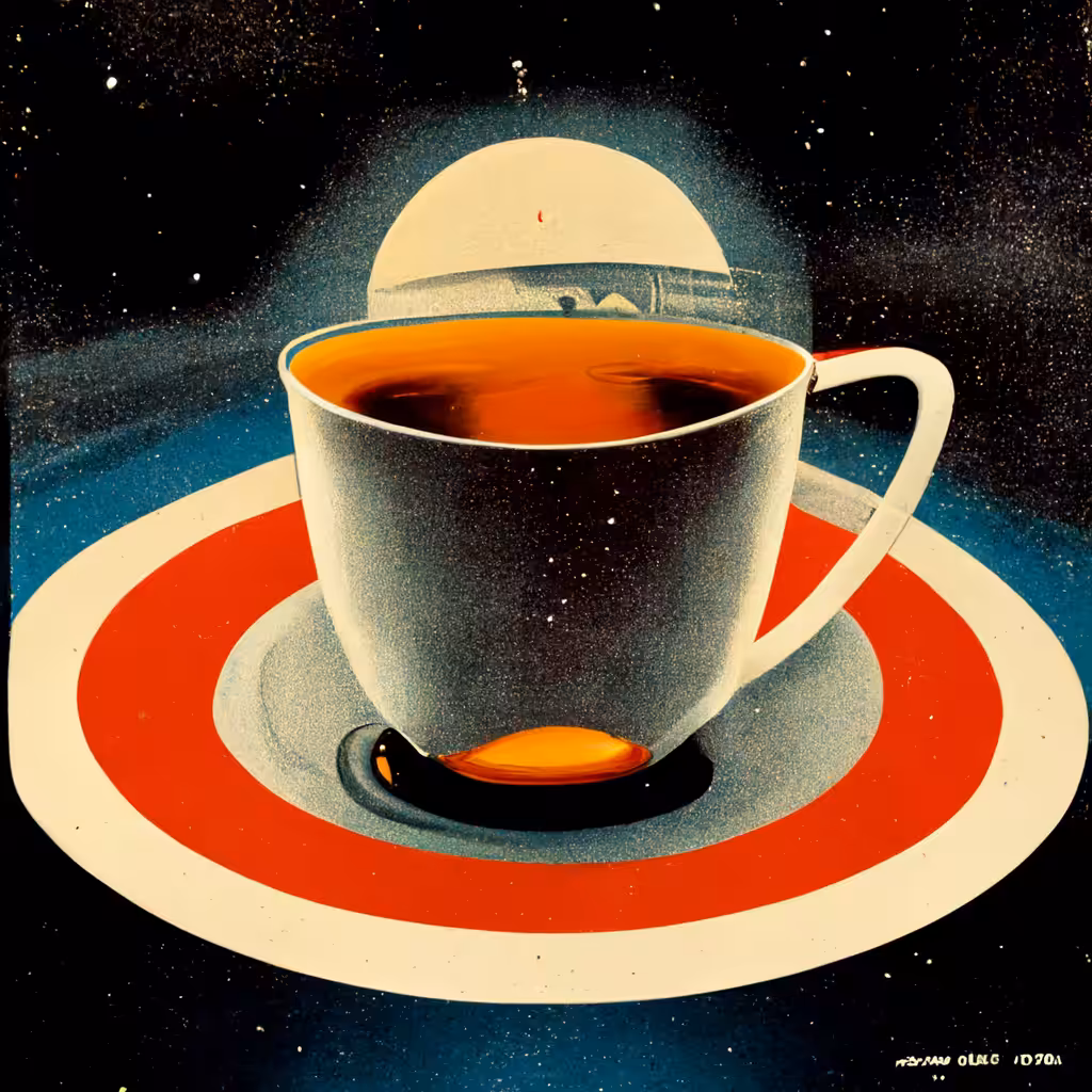 a cup of tea on the way to the moon made of cheese 