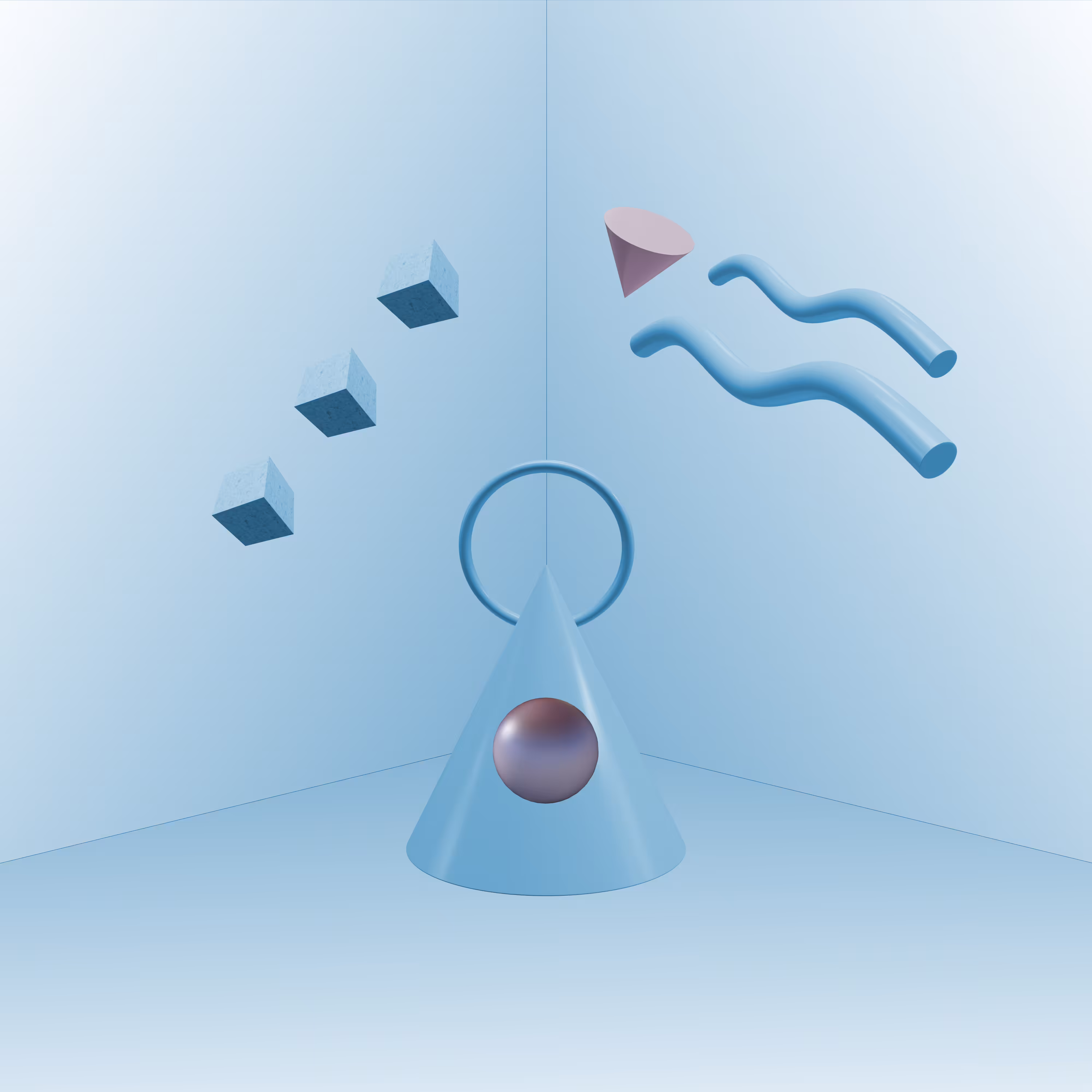 Blue Room. 3D Abstract.