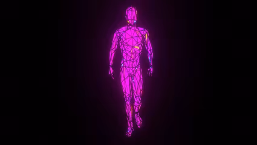 walking digital screen man