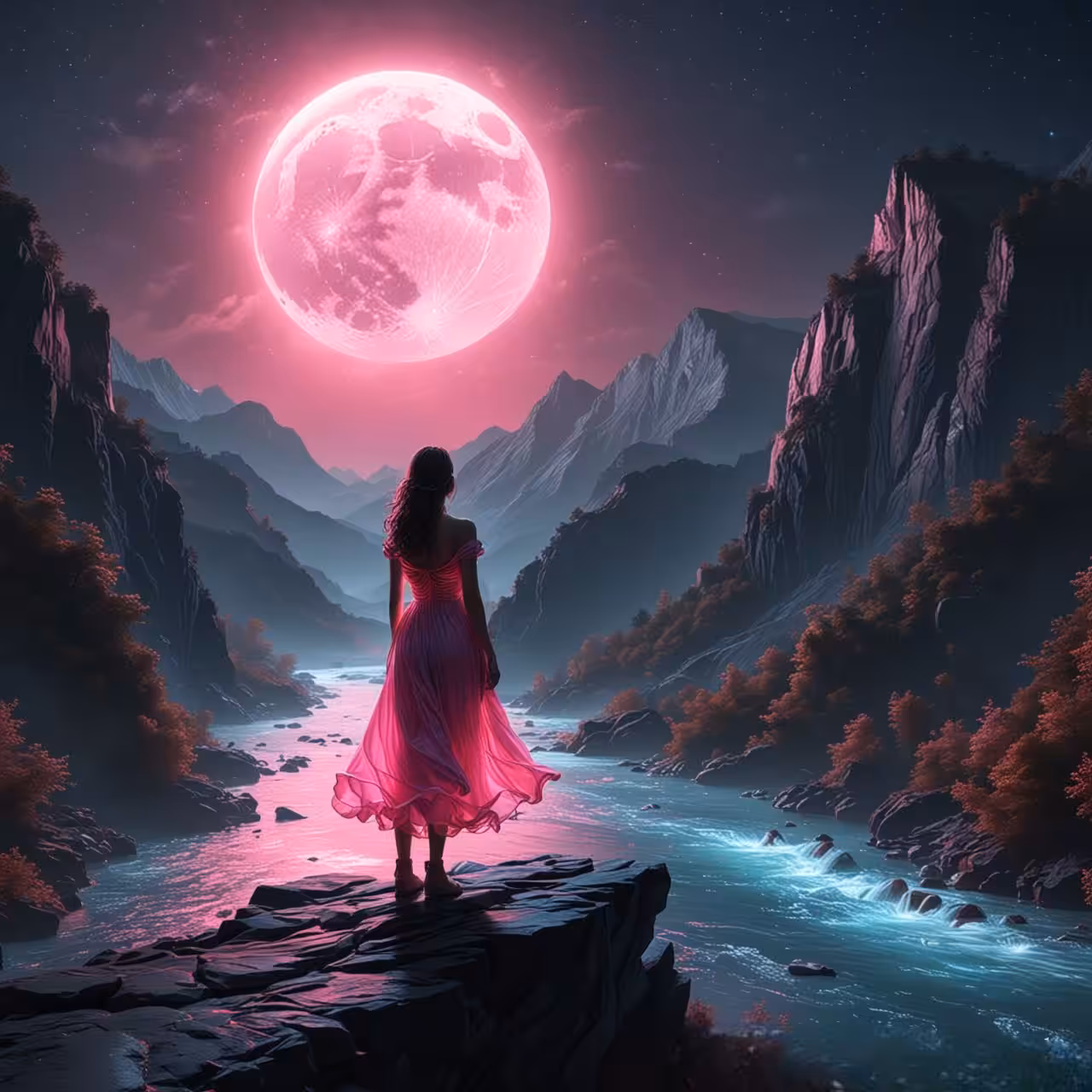 River, Girl, Moon π