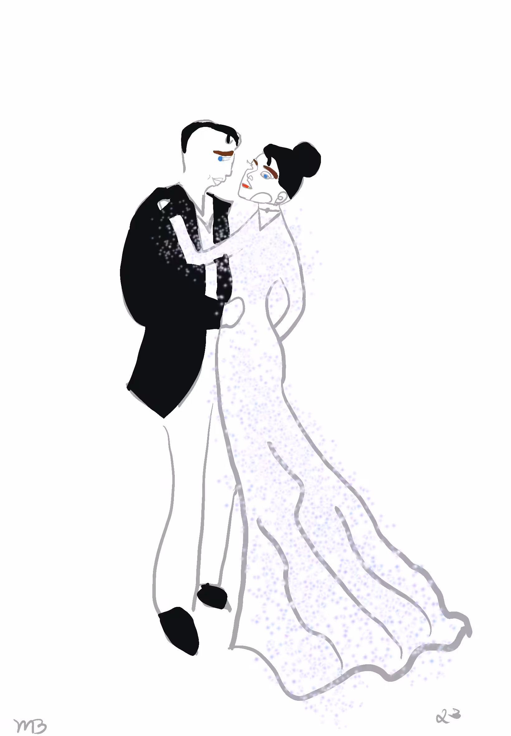 Elegant Dance Between Husband and Wife in color