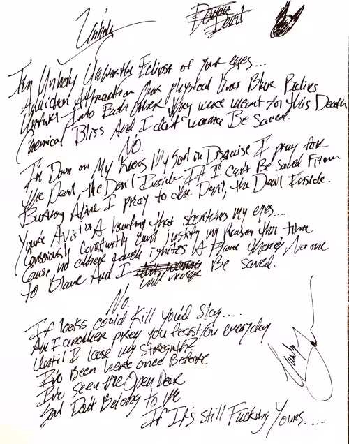 "Unholy" Lyric Sheet