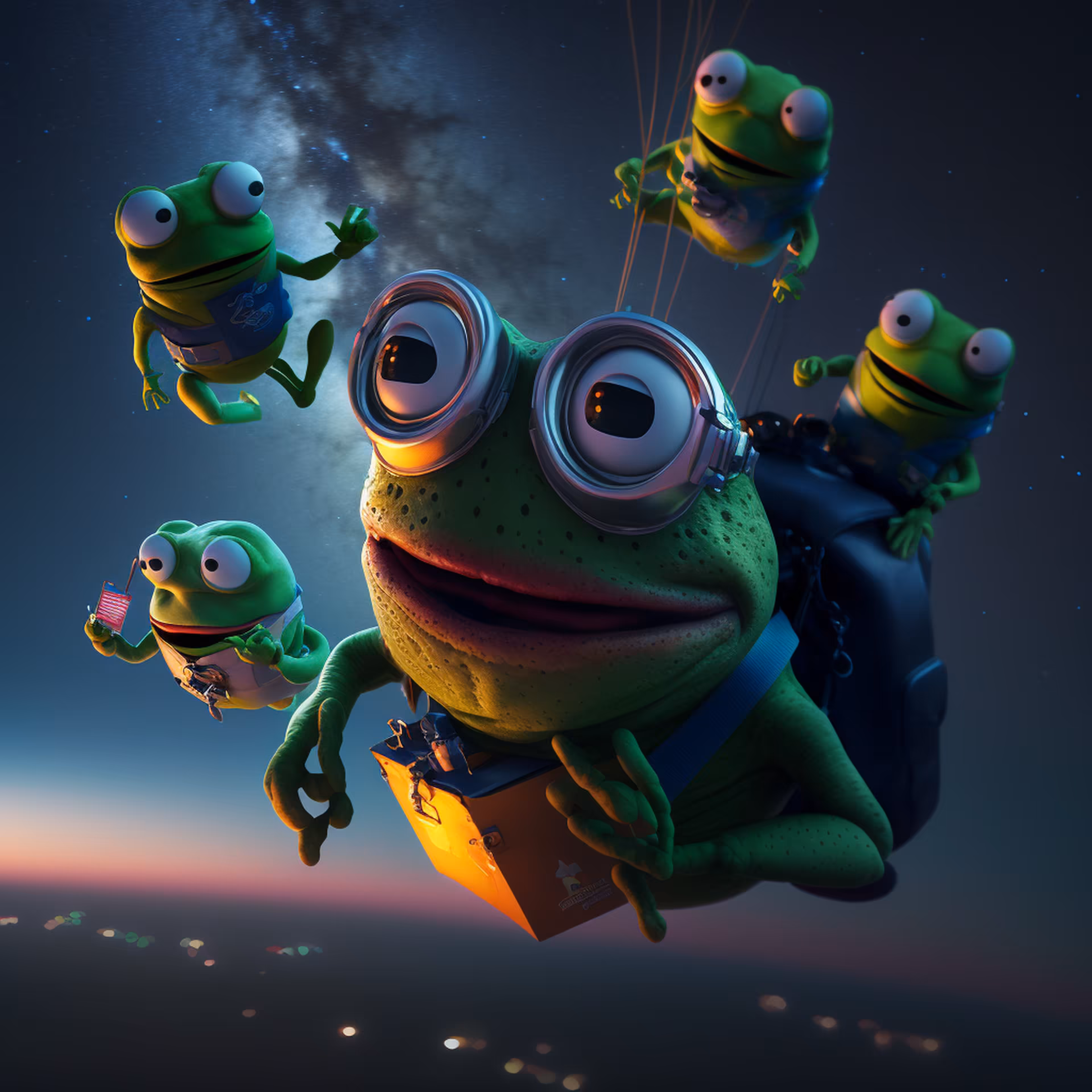 Pepe's World: Pepe and friends skydiving