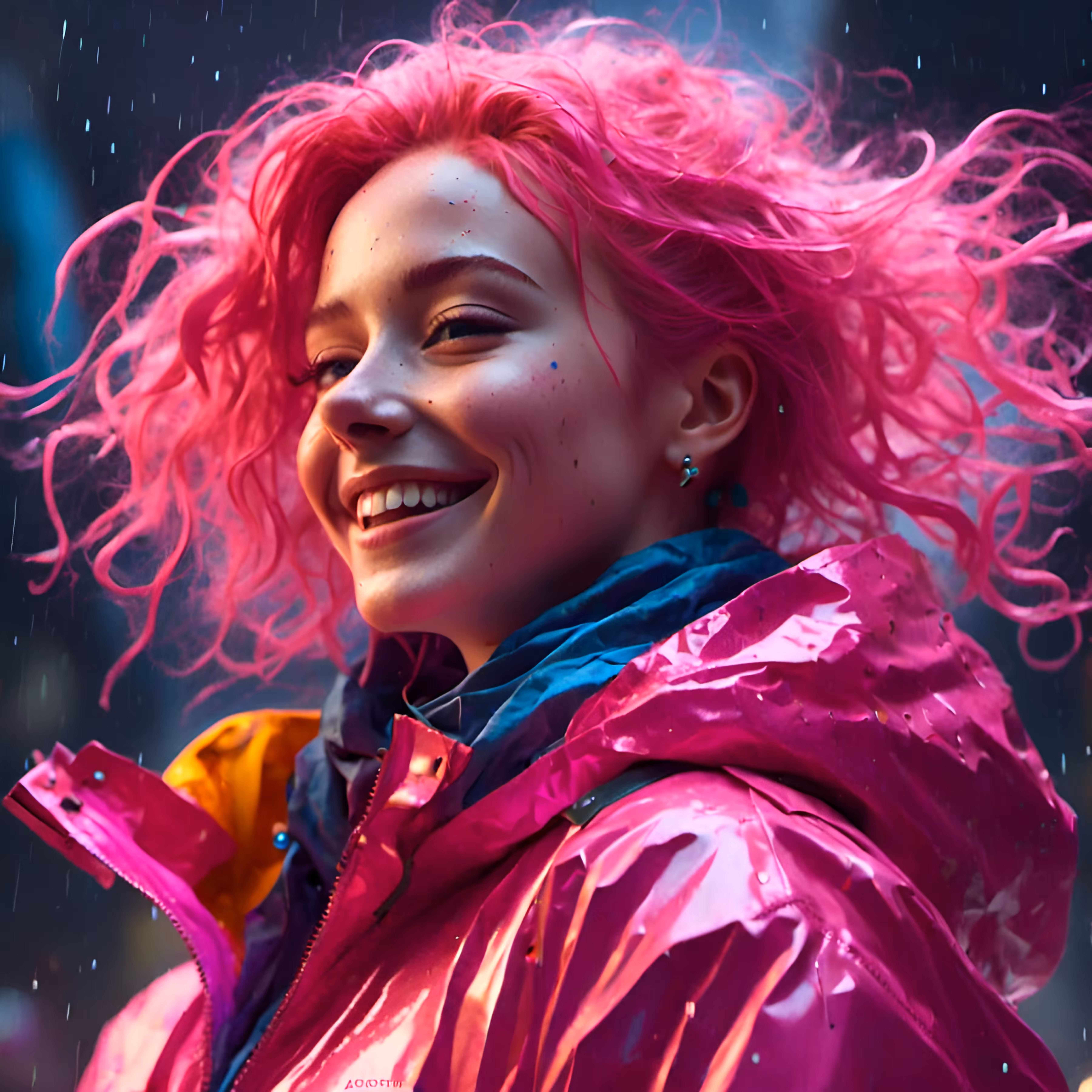 Pink Raincoat Smile