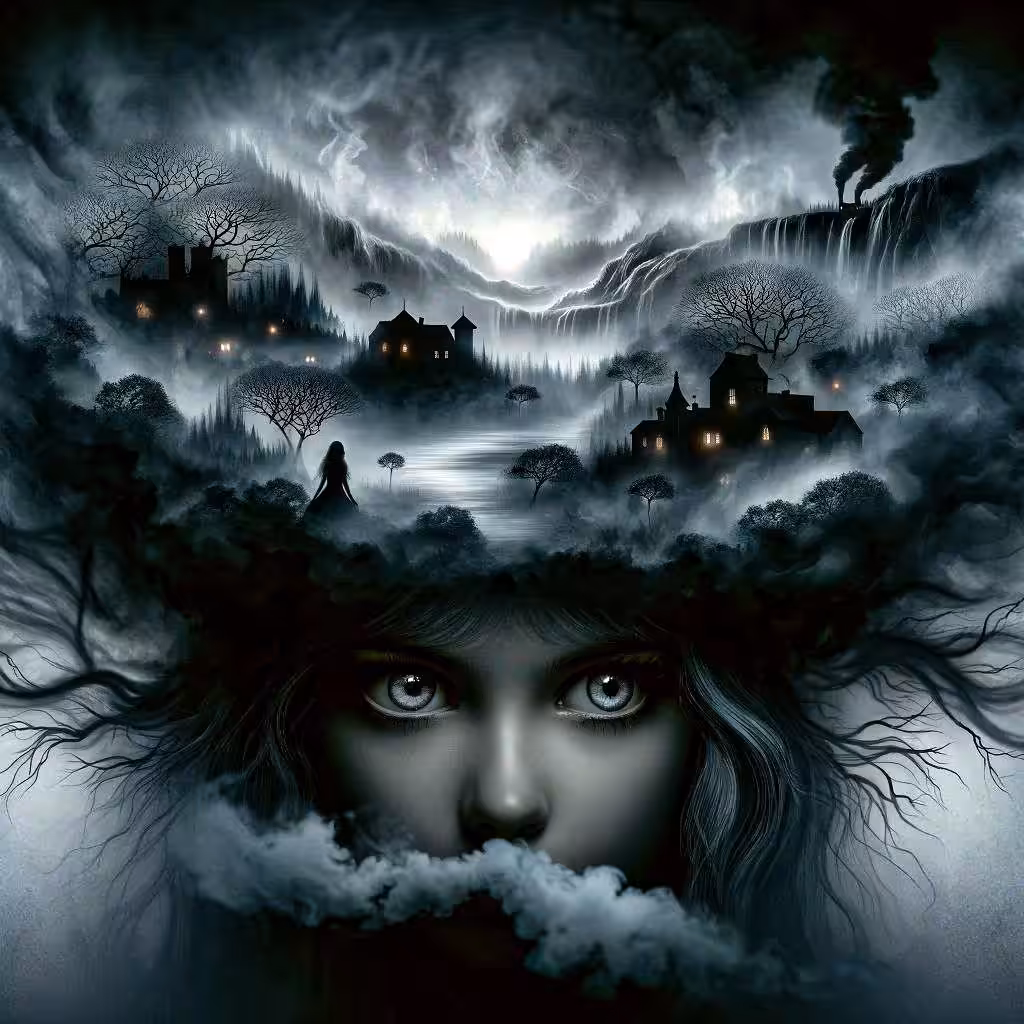 Mysterious woman made of mist