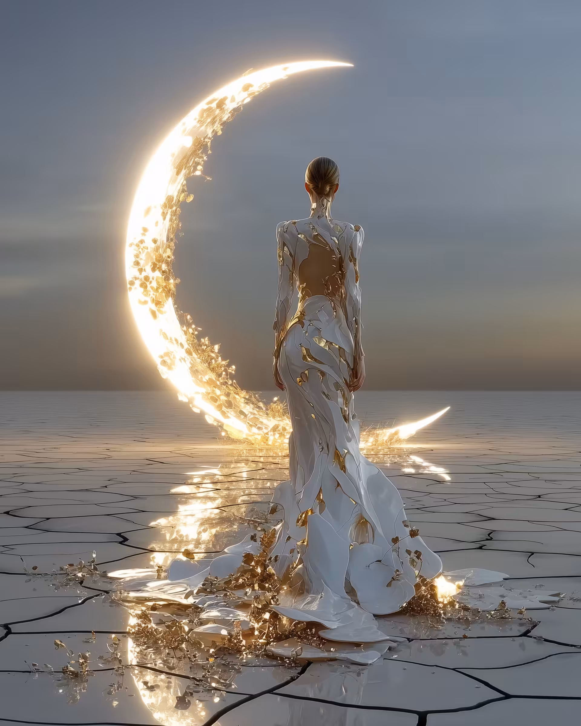 White and gold at the edge of dusk