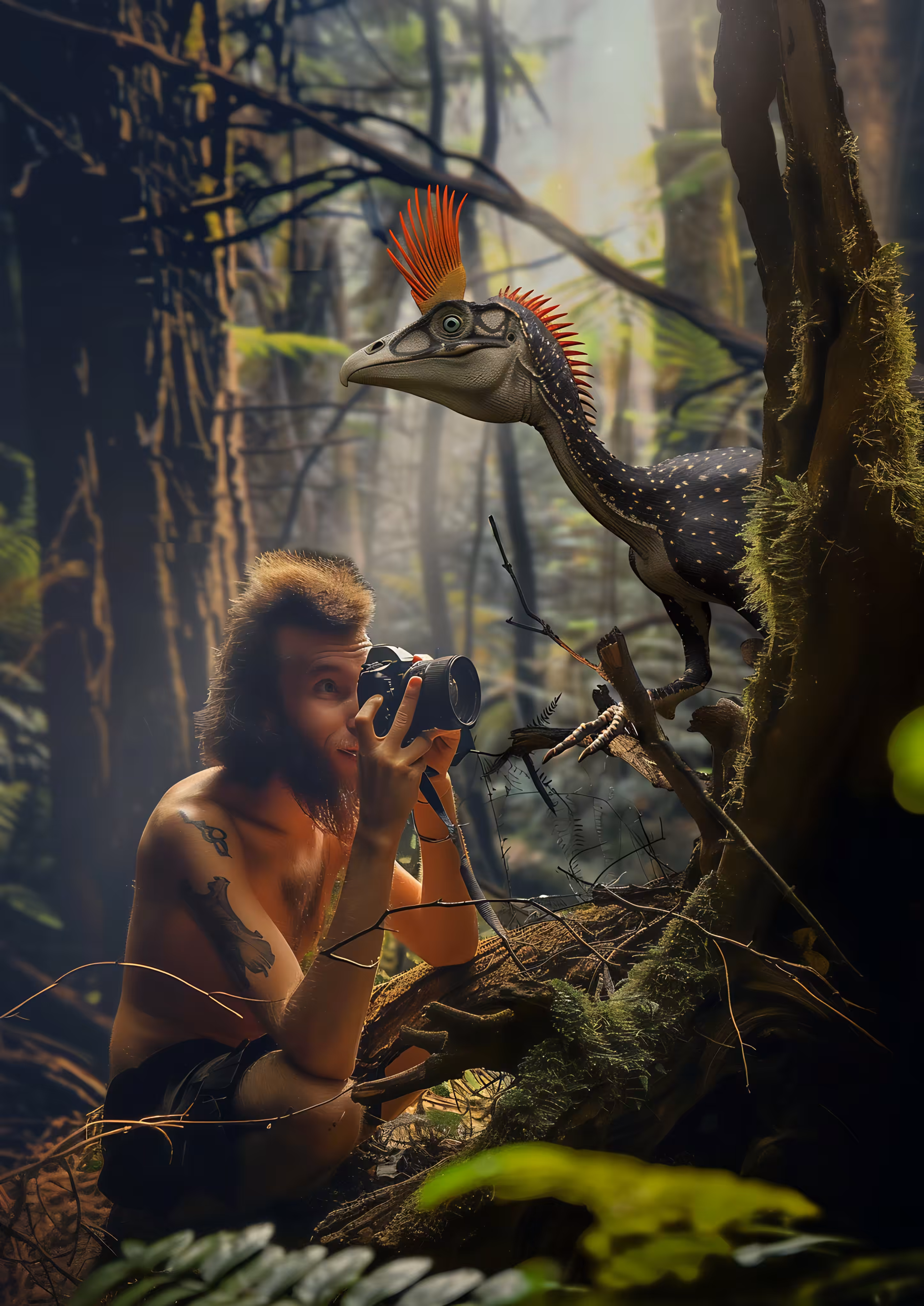 Caveman Photographs Dinosaur