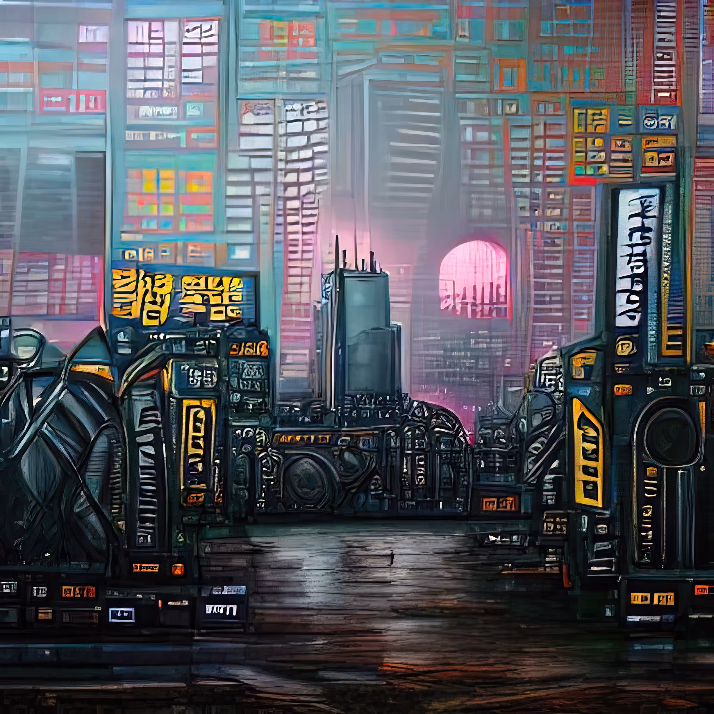 cyberpunk city dawn 8lBNuN22h7GcoQEZSDPe