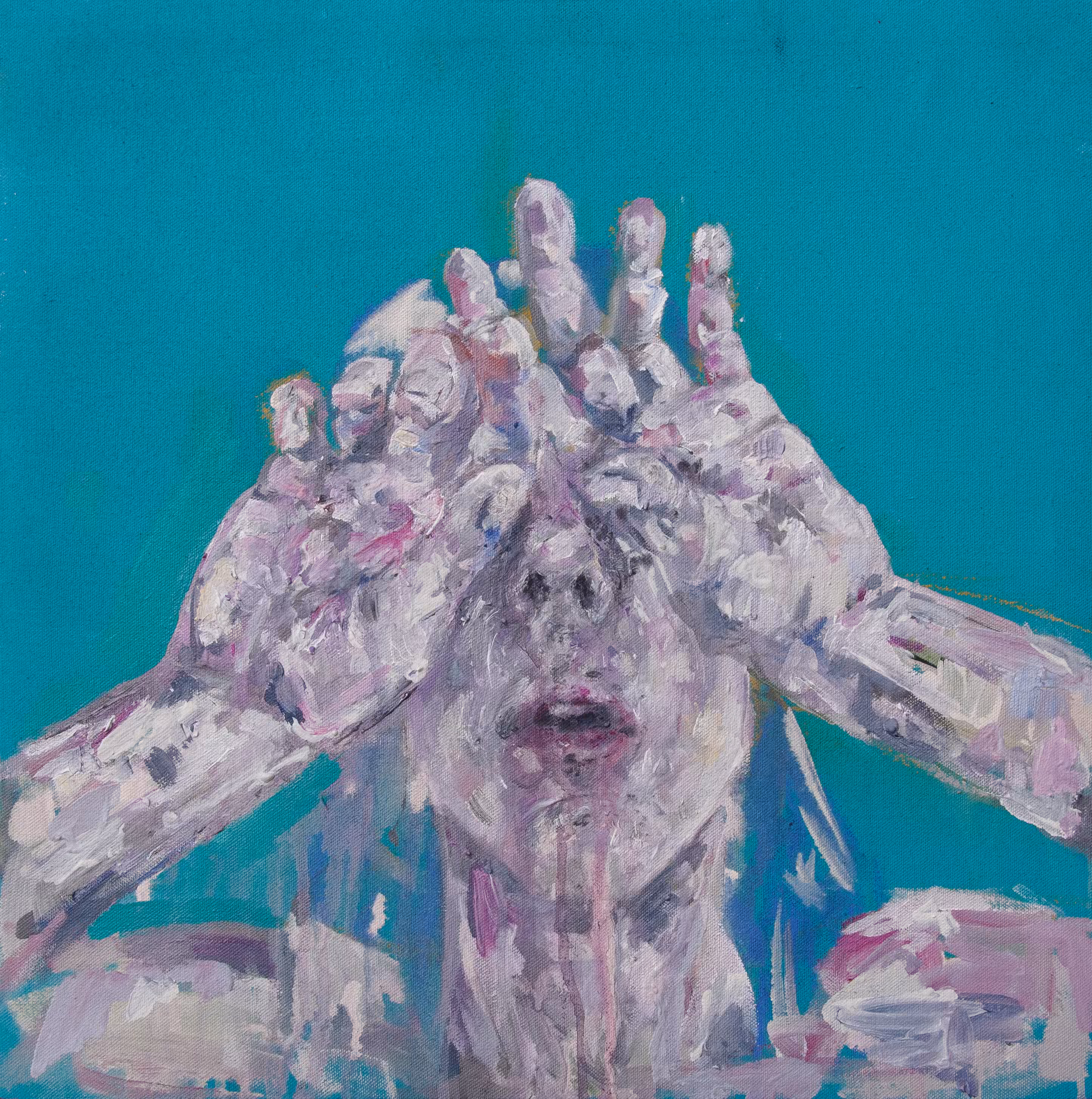 Portrait of A Woman on Blue