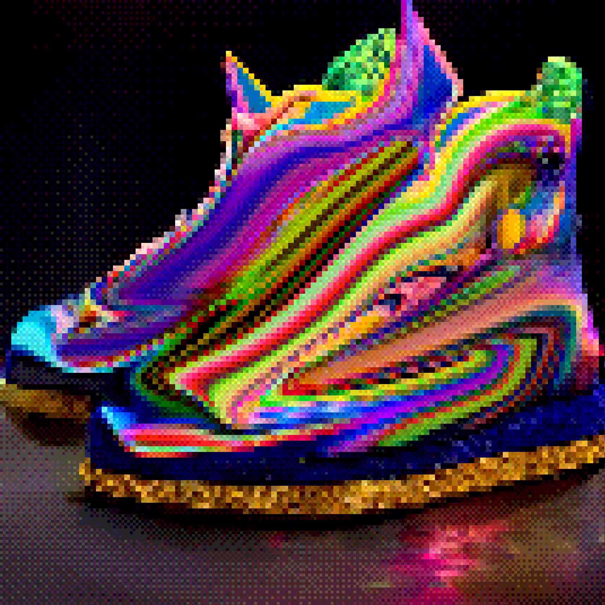 Pixelated Candy Gold Hi Tops 