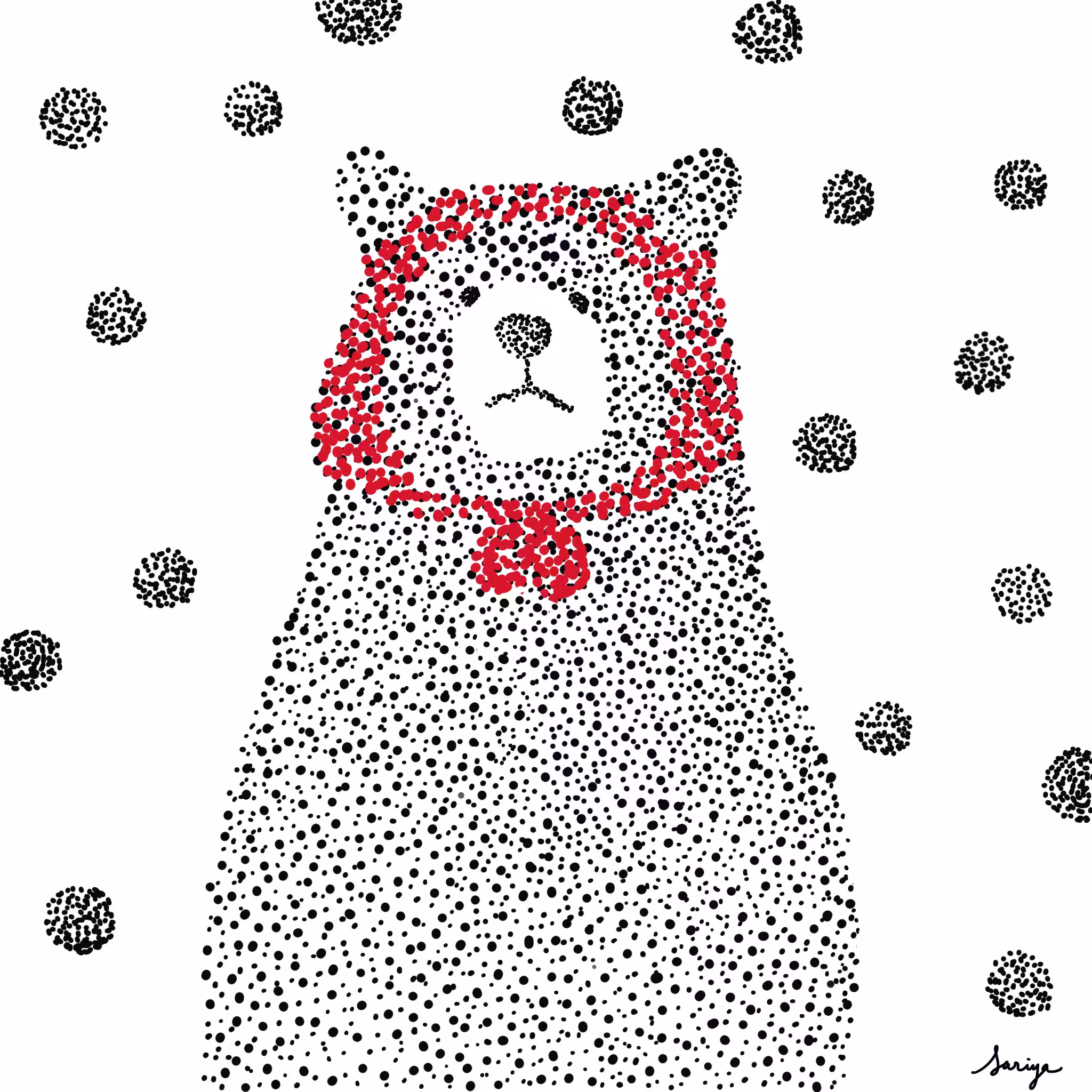 bear and red knitted hat