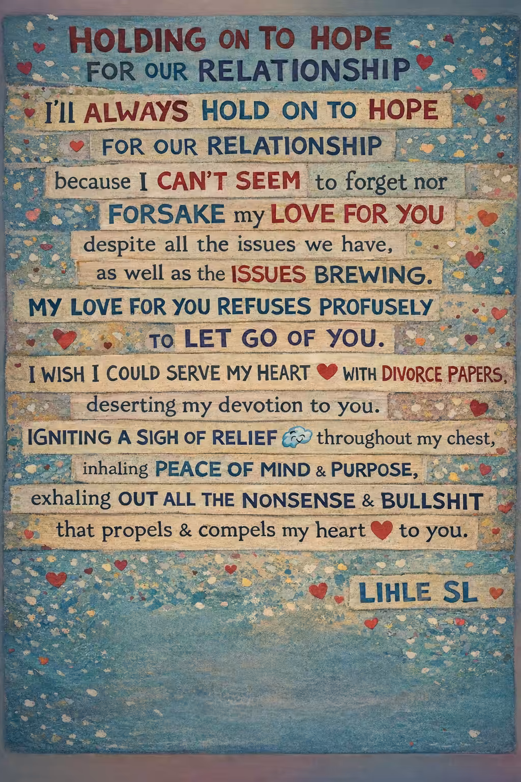‎Holding  on to Hope, A Poem About Love That Refuses to Let Go