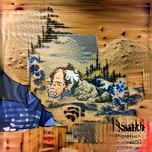 Portrait of Satoshi Nakamoto, creator of Bitcoin, in the style of Hokusai