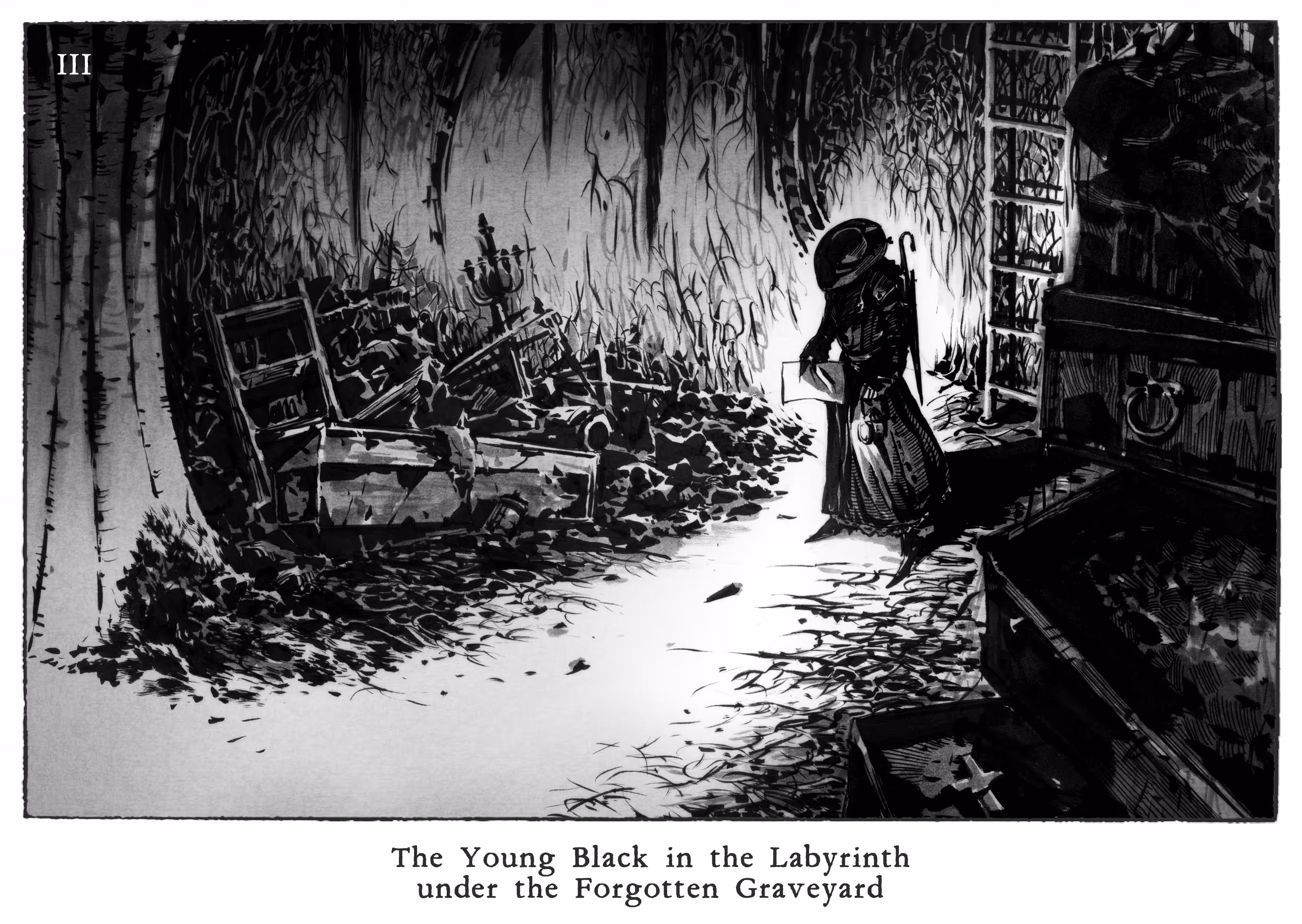 The Young Black in the Labyrinth under the Forgotten Graveyard