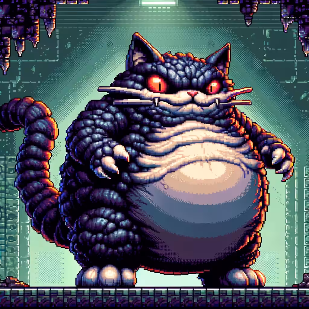 Purrnicious Overlord of the Pixelated Depths