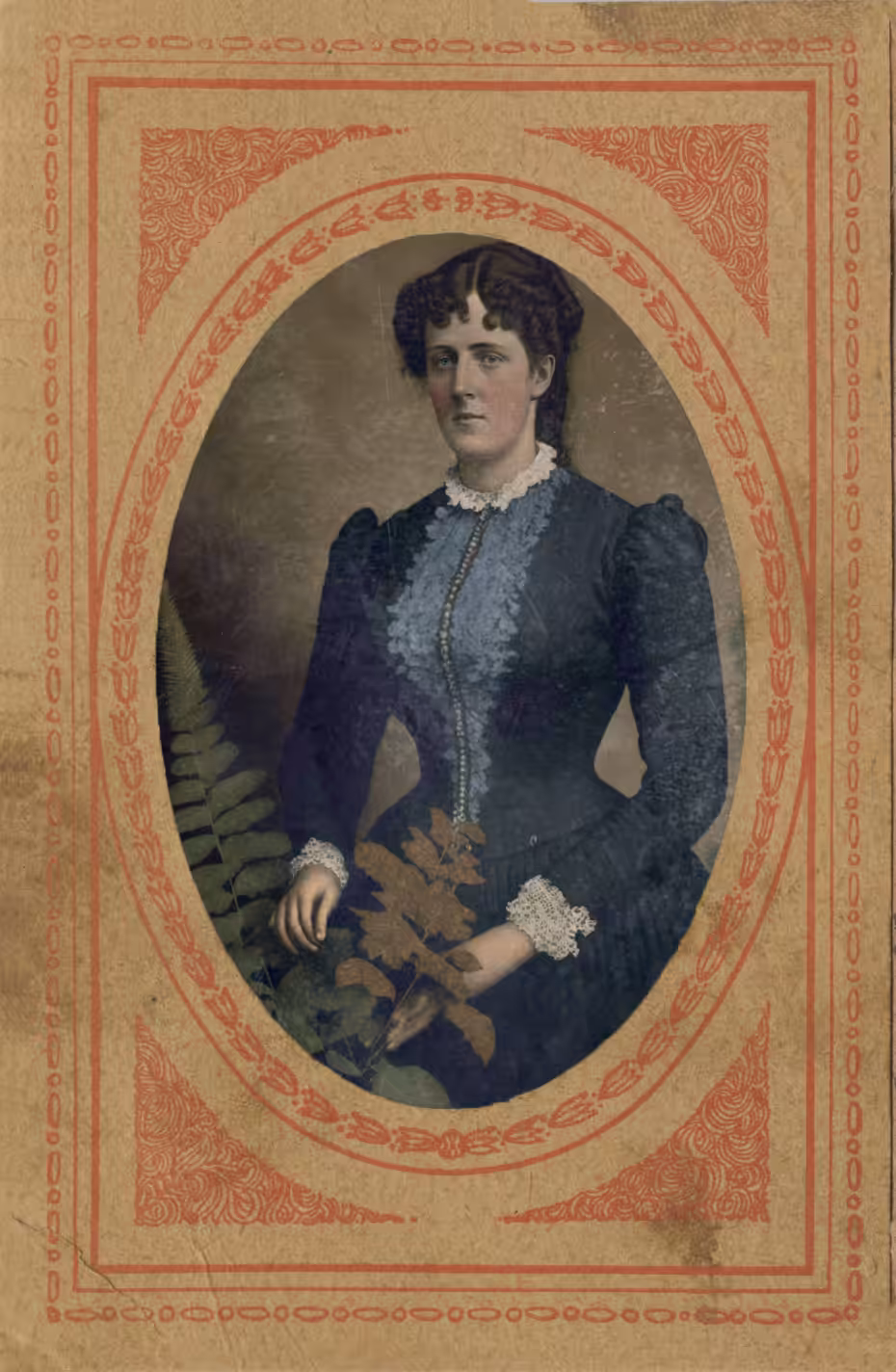 Maidenhair Fern, Tintype (hand coloured, paper sleeve), 1869