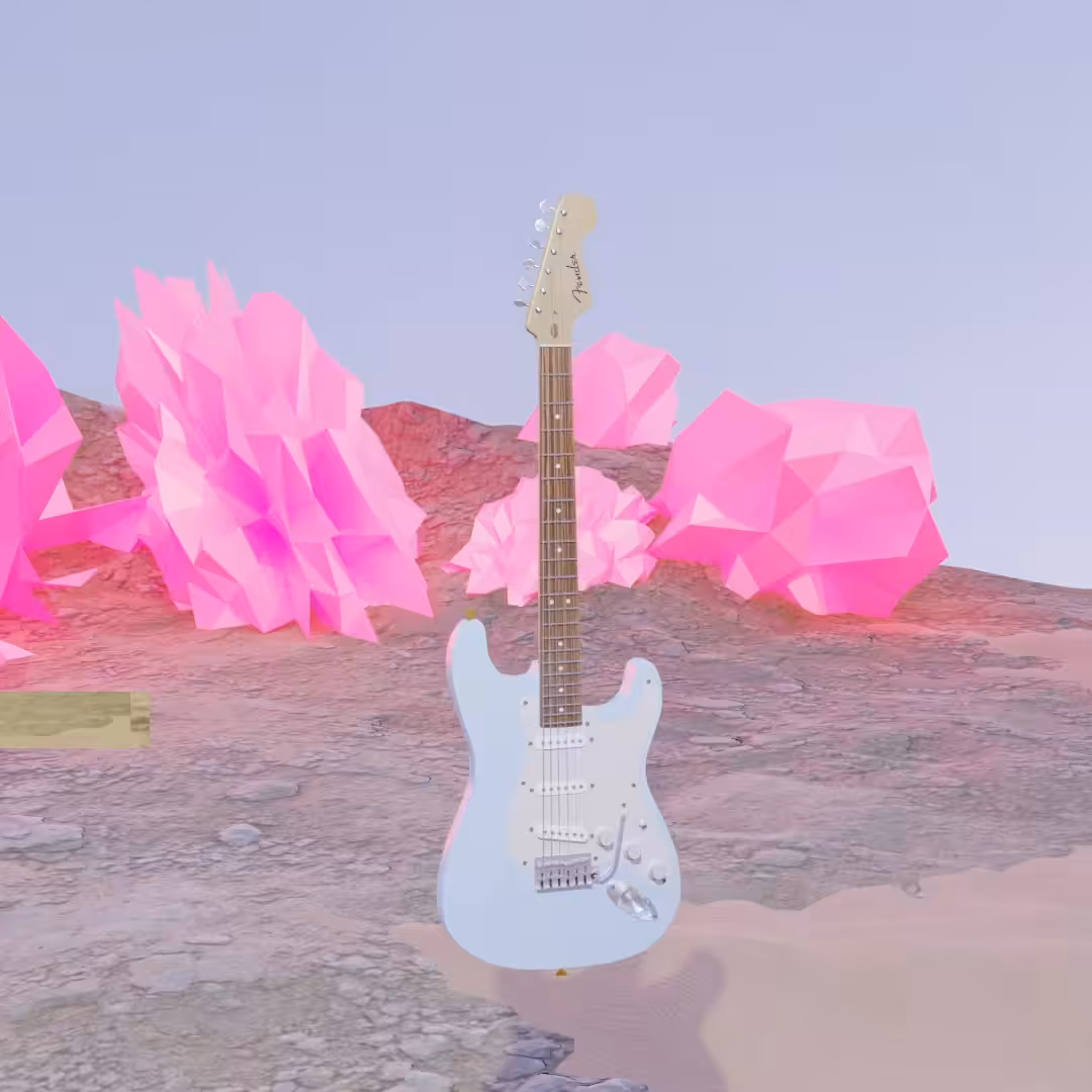 Blue guitar in the desert