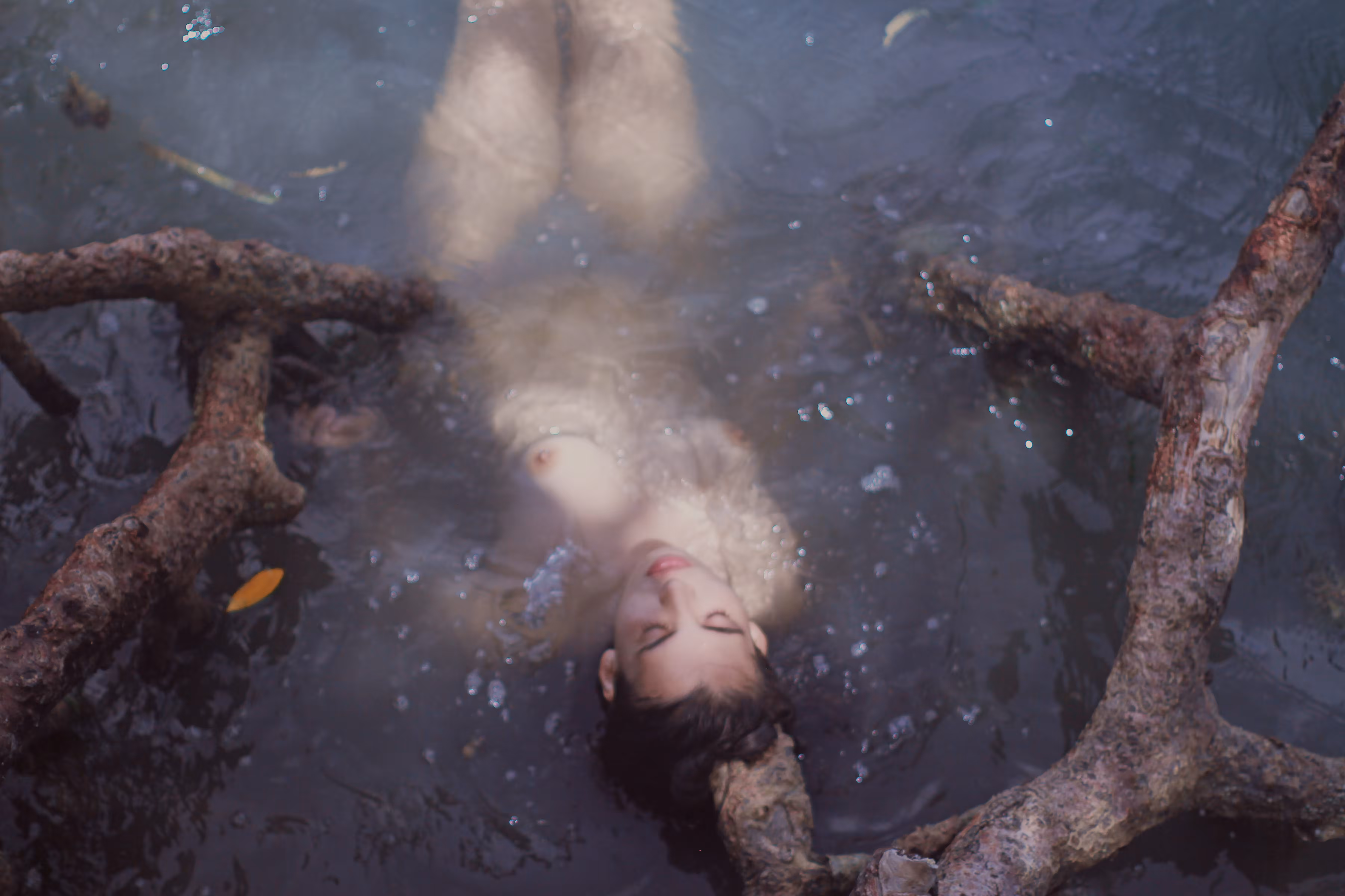 vanessa sleeping in the mangroves