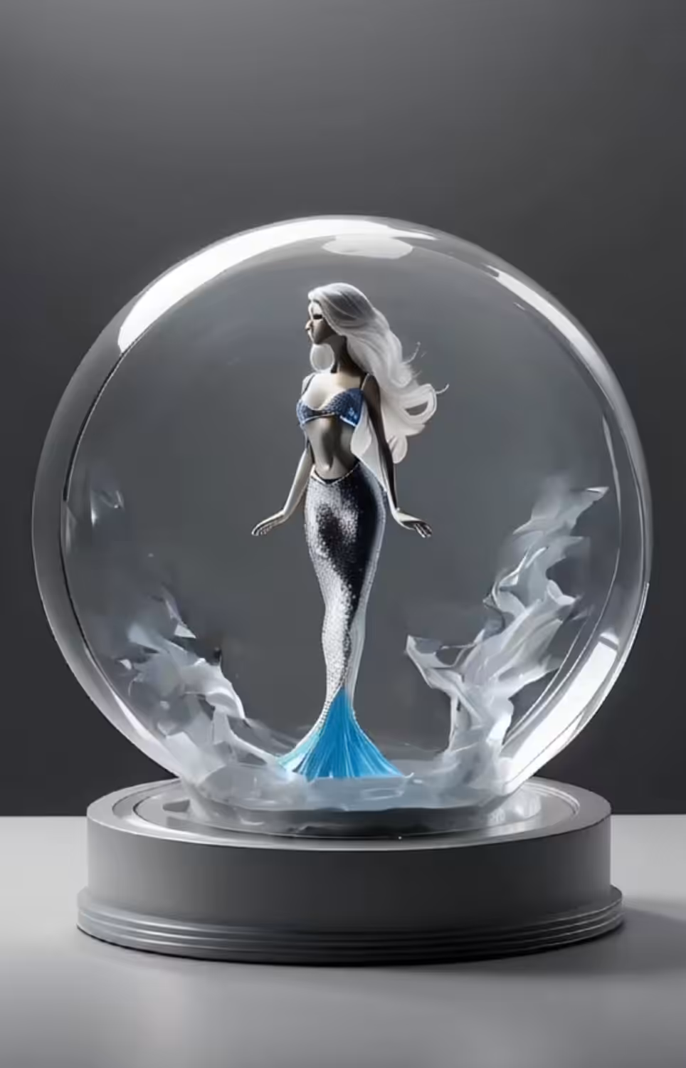 Aquaria the locked mermaid - Silver Sculpture
