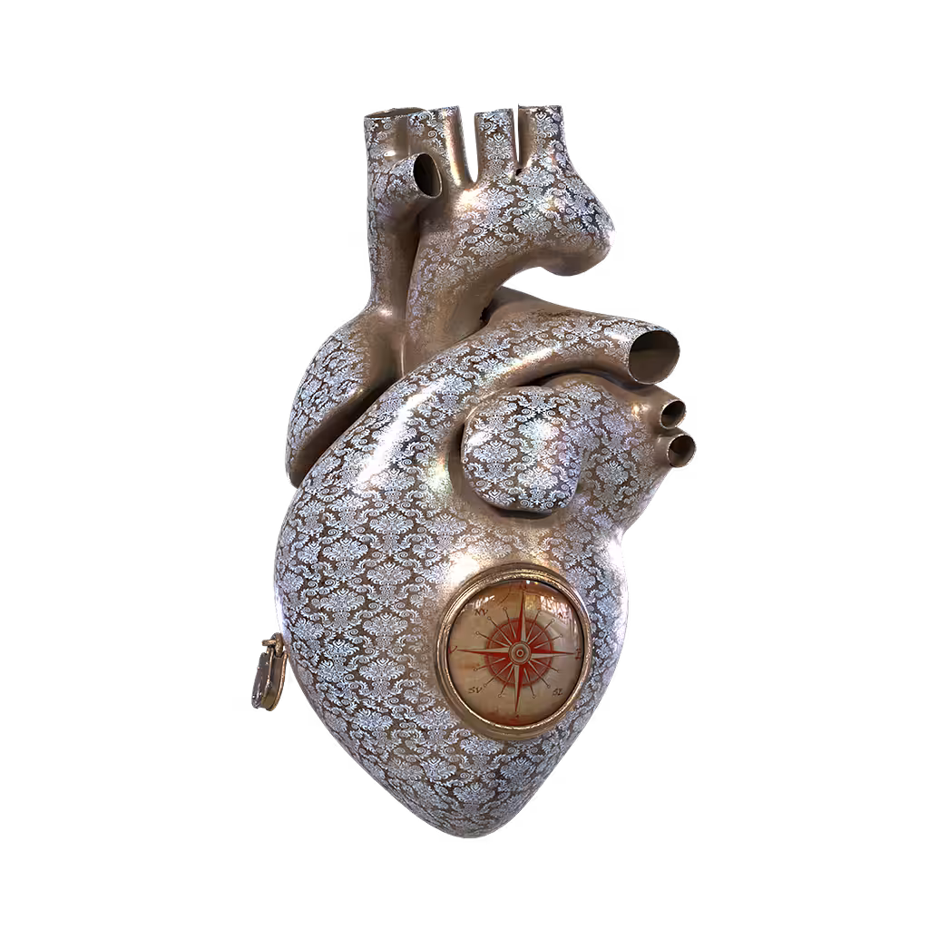 Heart with compass