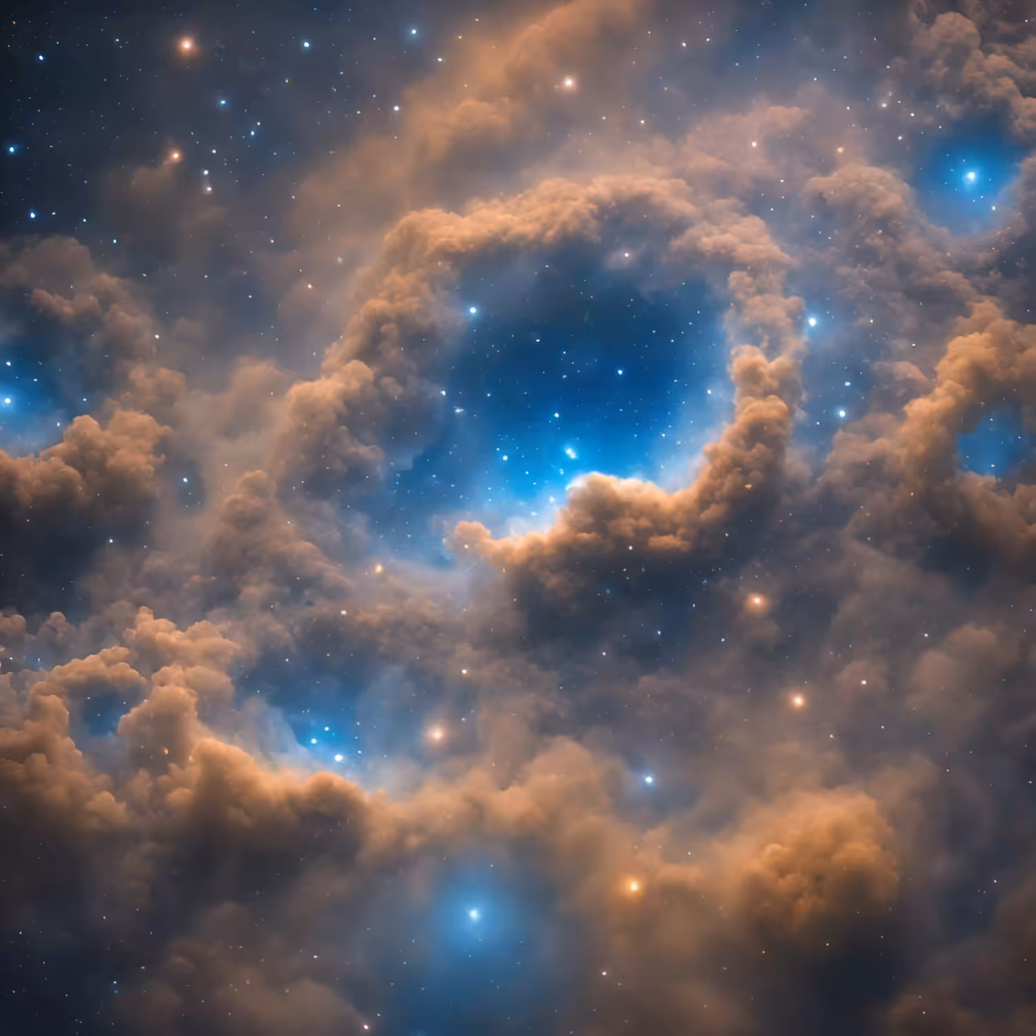 Deep Blue Gold Nebula ✨