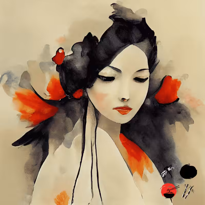 Geisha and feather #8