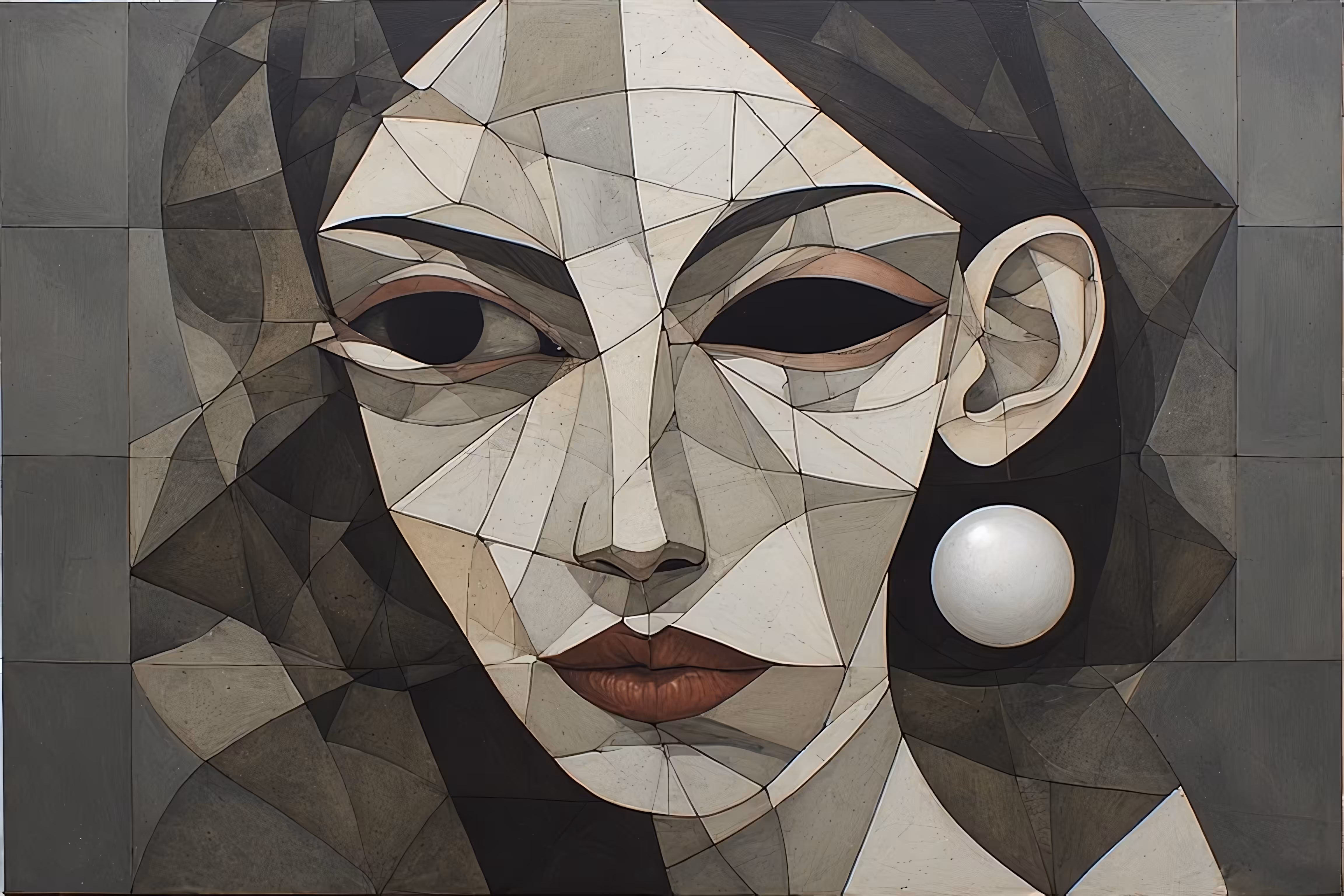 "Girl with a Pearl Earring" revisited by Pablo Picasso