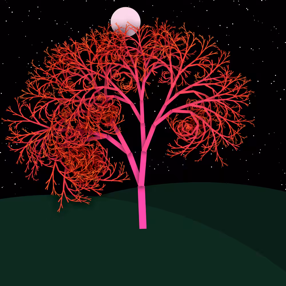 Moonlit Trees of Iterative Fractal Chaos #40
