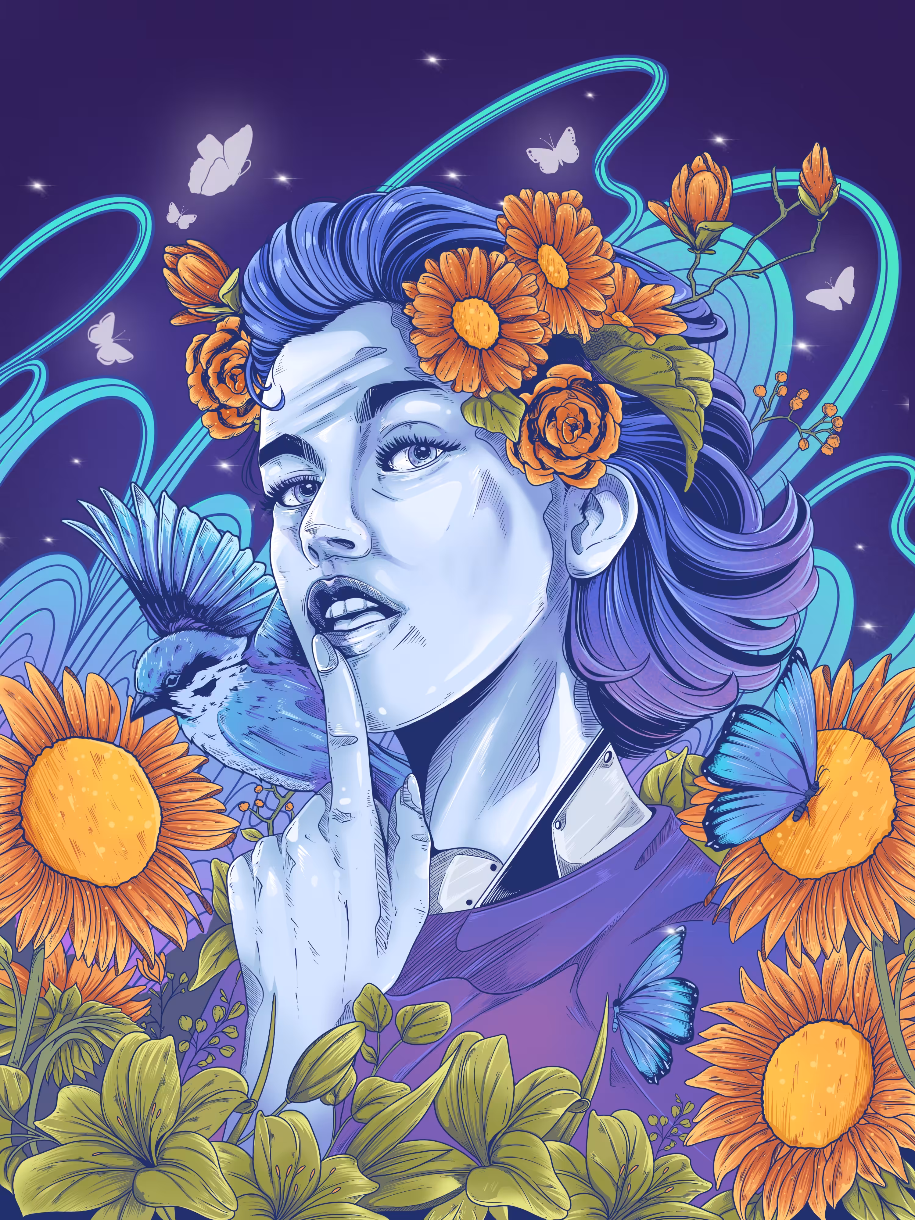 Flower garden in outerspace