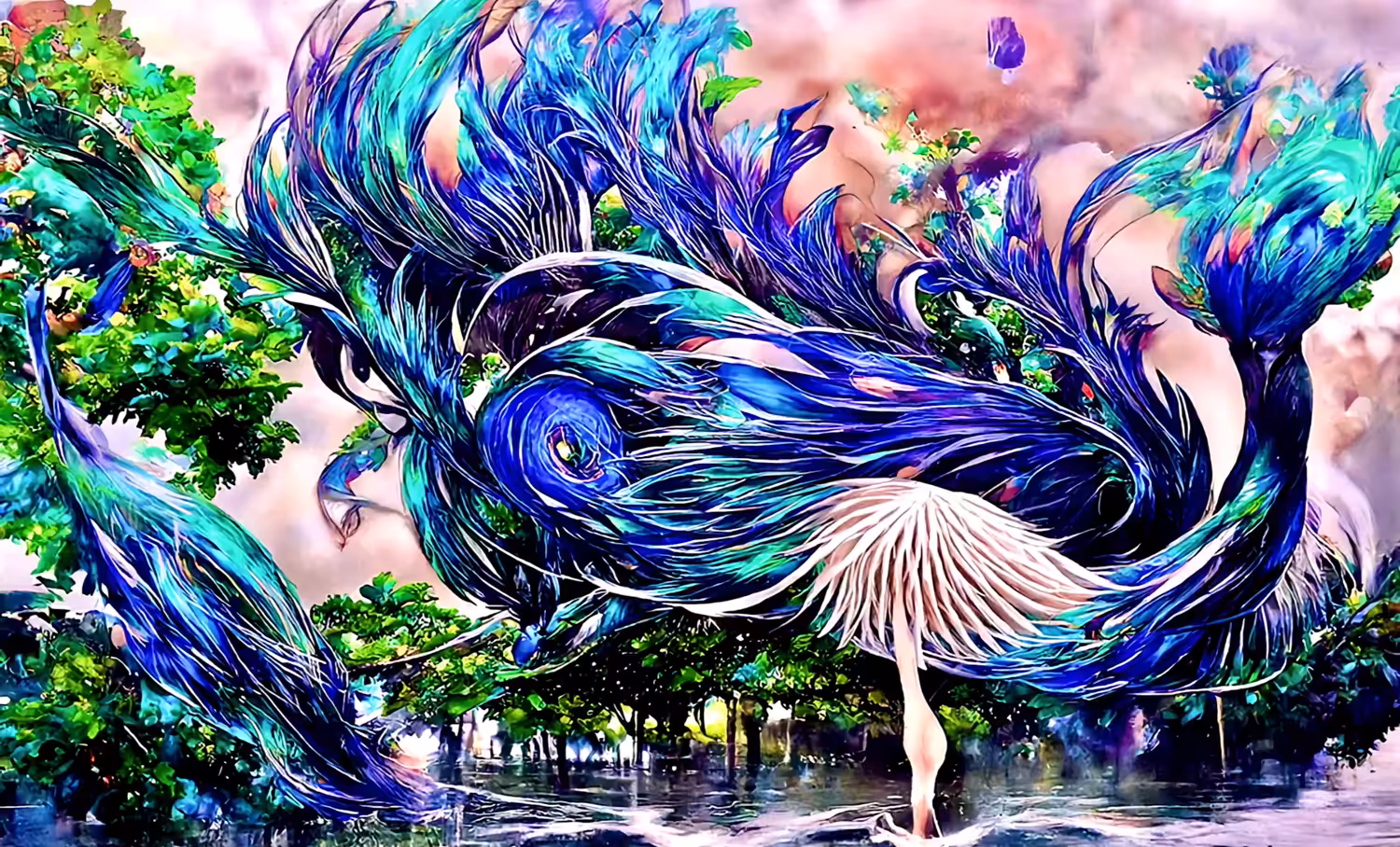 The peacock of wetlands forest