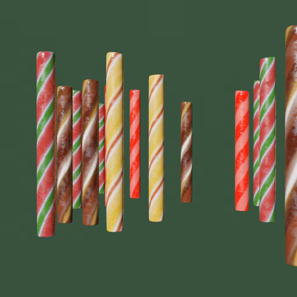 Penny candy forest #2: Cherry, Butterscotch, Watermelon, and Root Beer