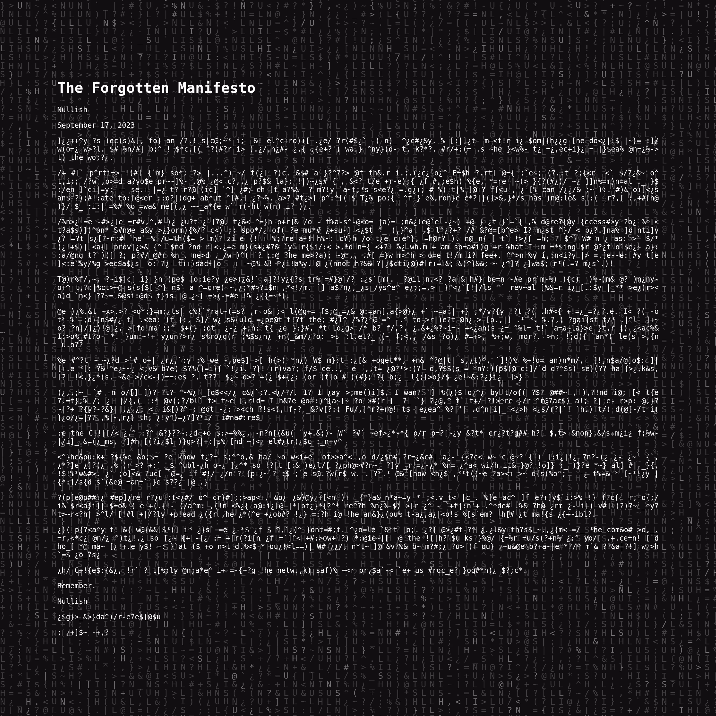 The Forgotten Manifesto