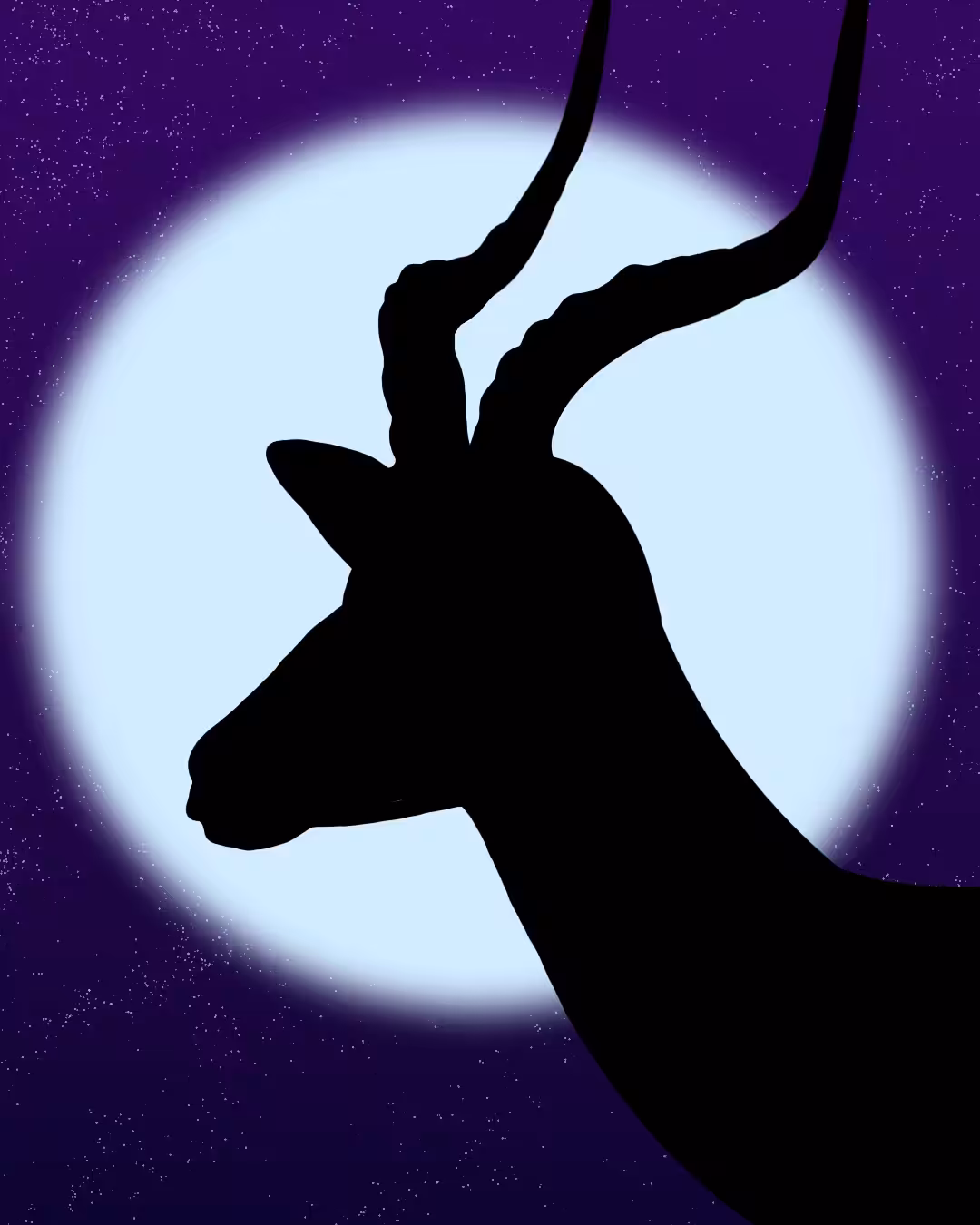 Art Of Abolfazl : Gazelle At Moonlight