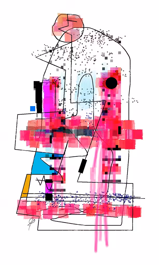 The Sad Robot is both a digital painting and a digital modular piece. 