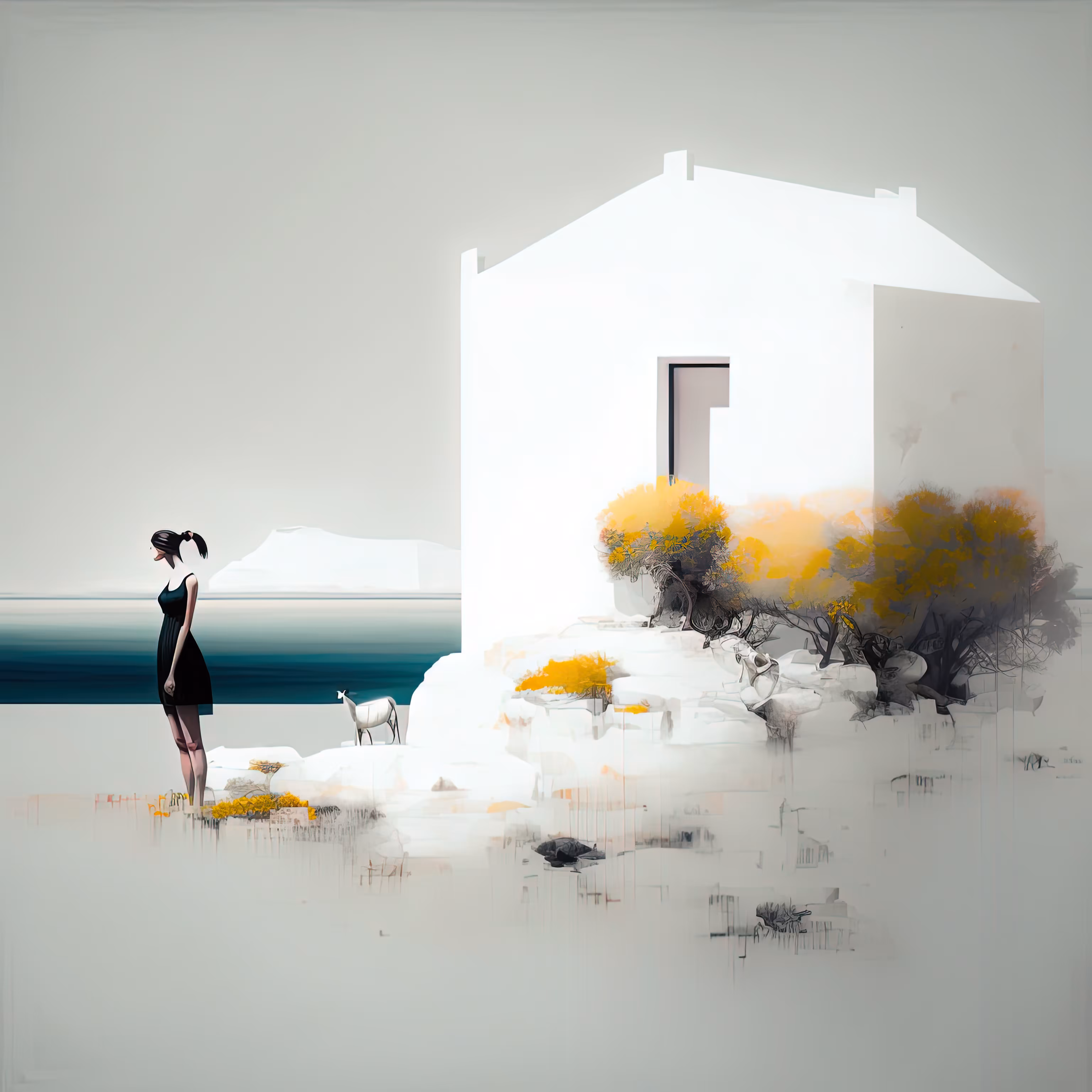 In pale yellow