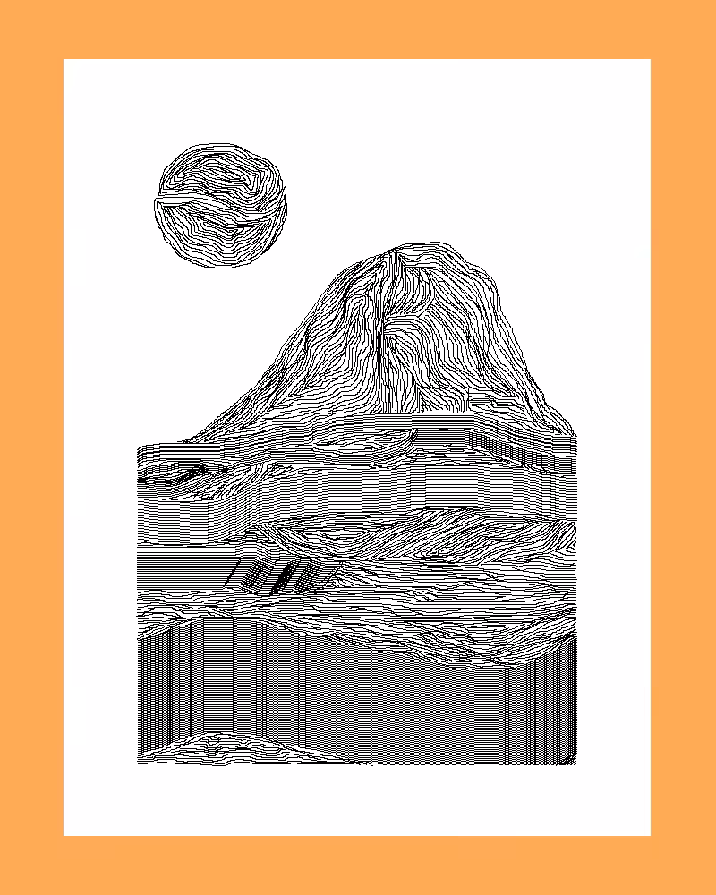 mountain with moon