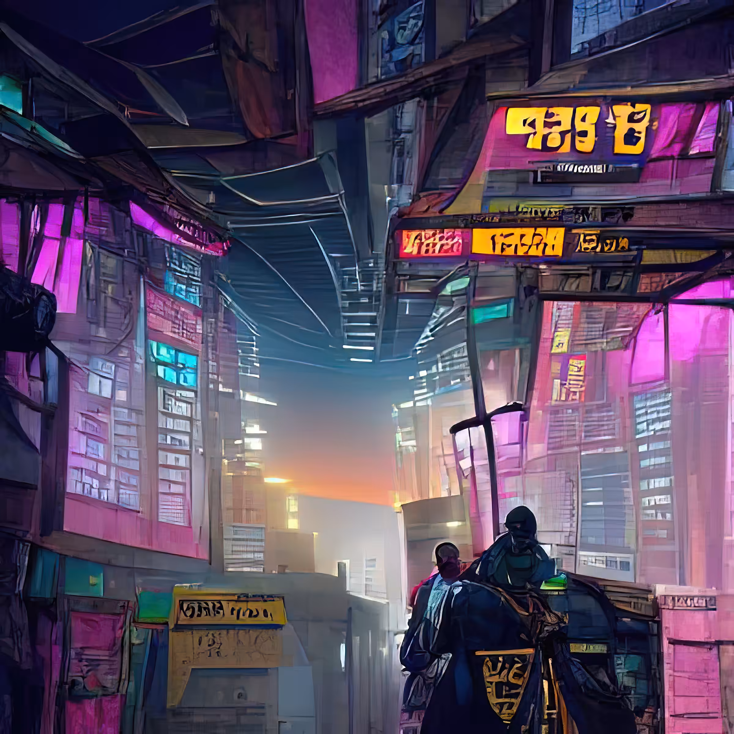 streets of cyberpunk city at dawn 9UpidZnxb0b2glUBzr2N