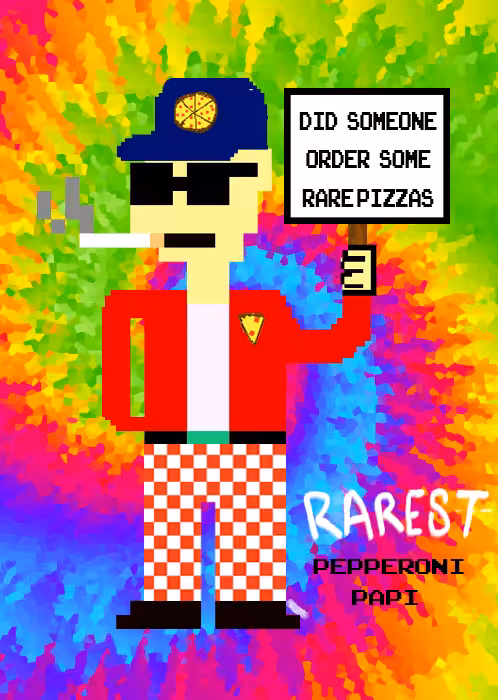 NFT PAPI #6 -  RAREST "PEPPERONI PAPI"  NFT PAPT X RARE PIZZAS EDITION 1/1