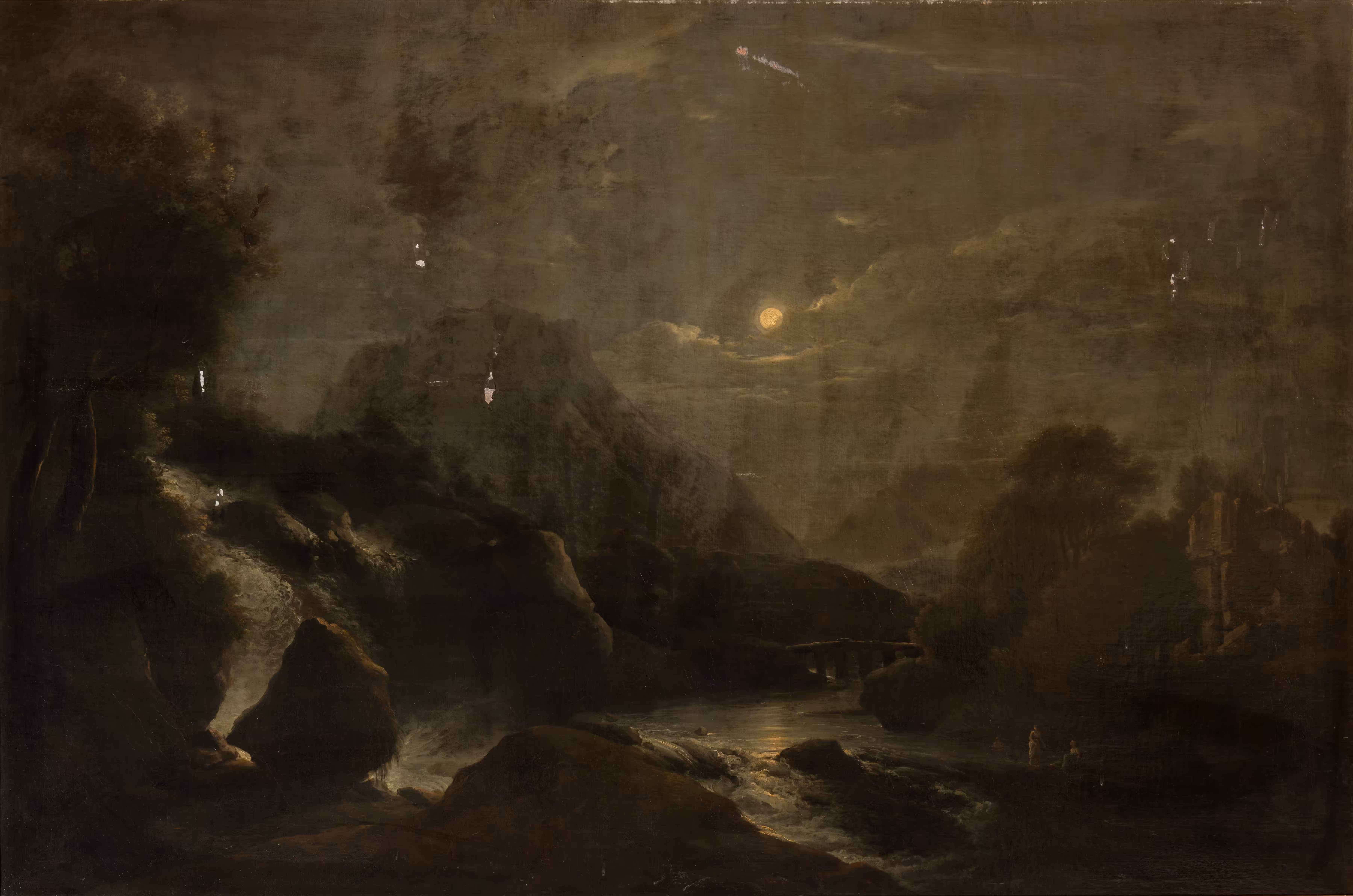 Proof of Patronage: A Moonlight Landscape with a Waterfall