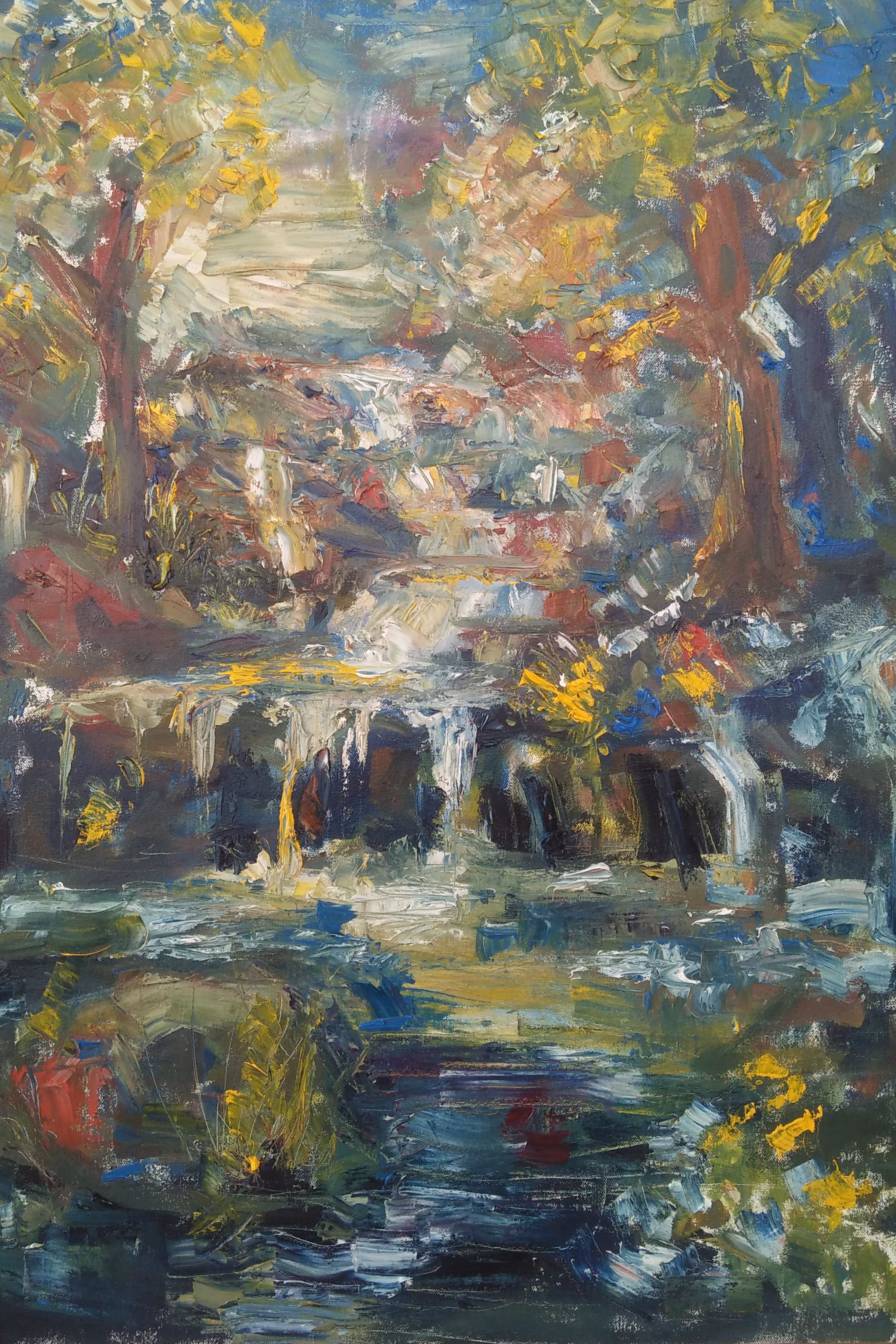 Water fall oil painting