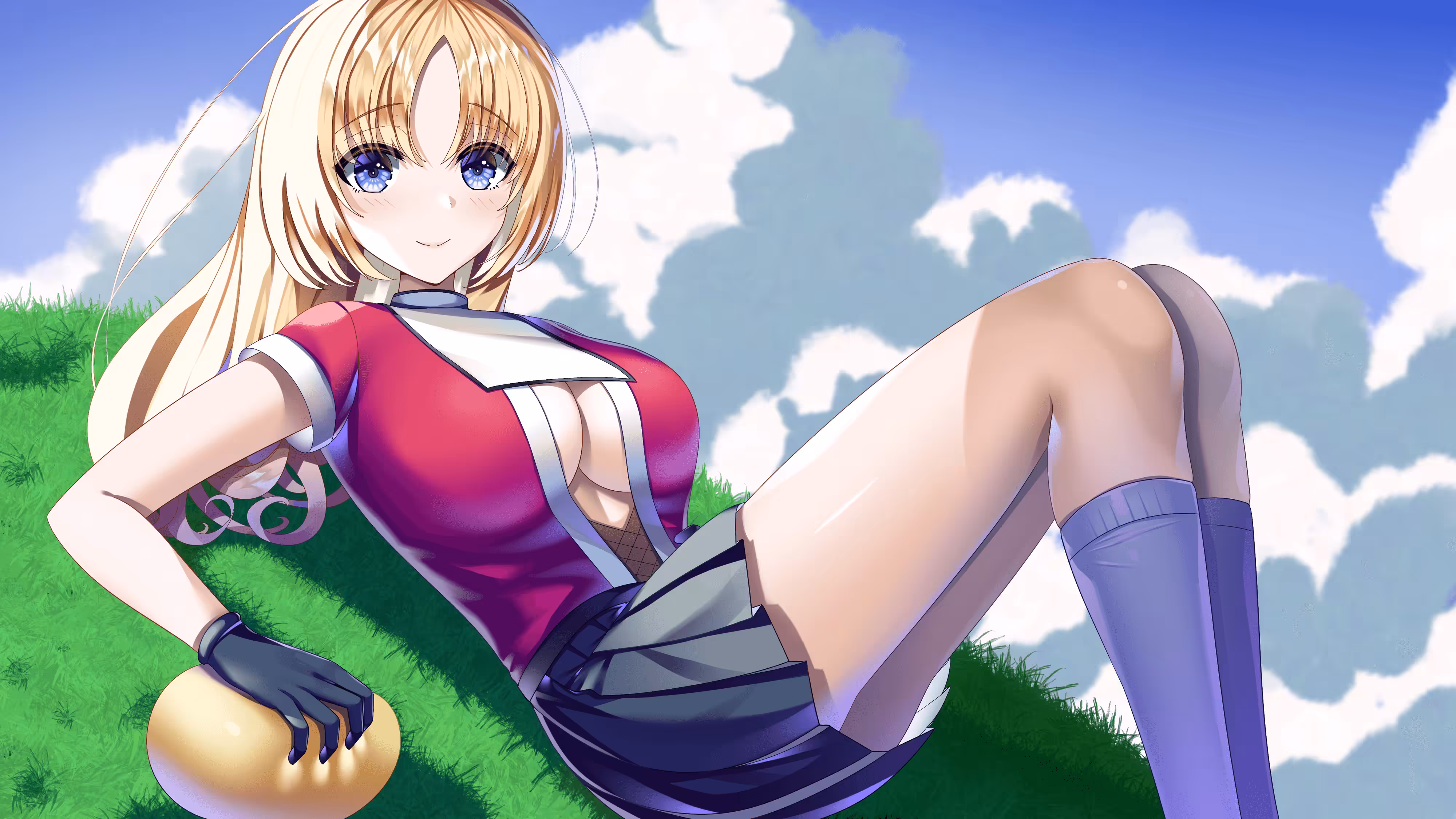 On the grass
