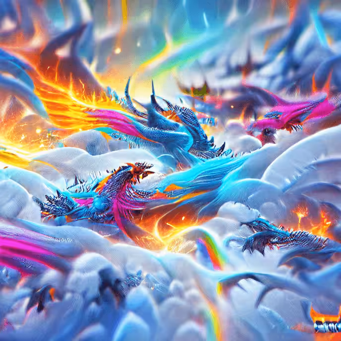 Dragon Phoenix in Rainbow Ice Heaven