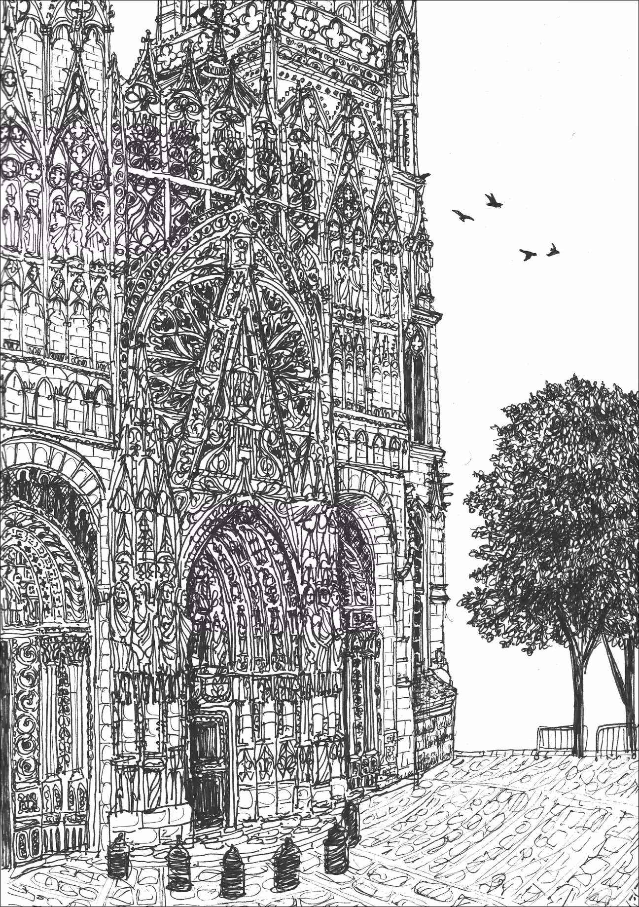 Drawing, Rouen Cathedral by Monet