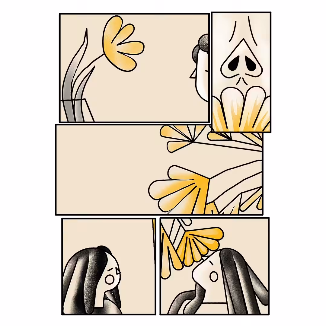 Smelling flowers