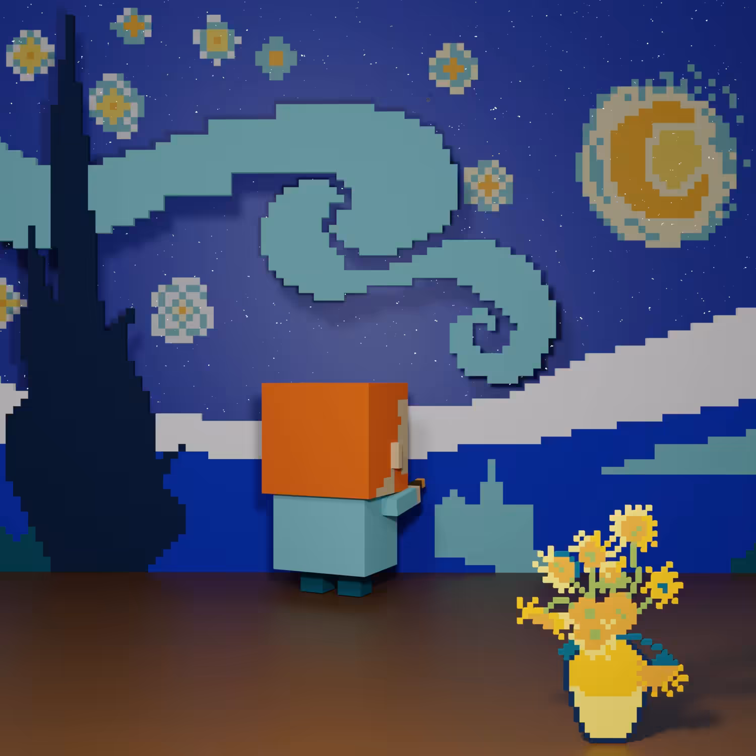 Cubie Love Art #7 van Gogh