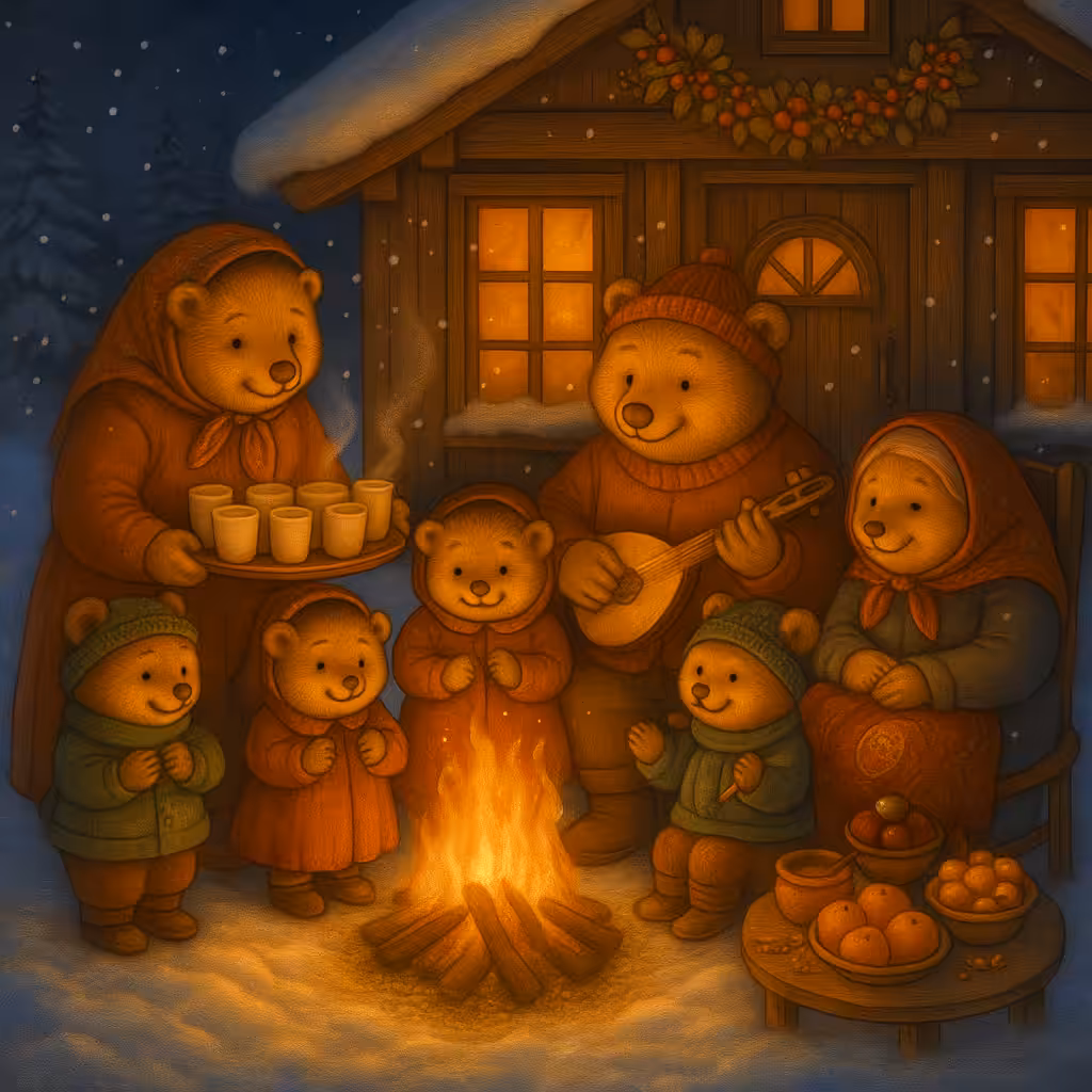 Hyrcanian Forest Bear Family Chaharshanbe Suri Winter