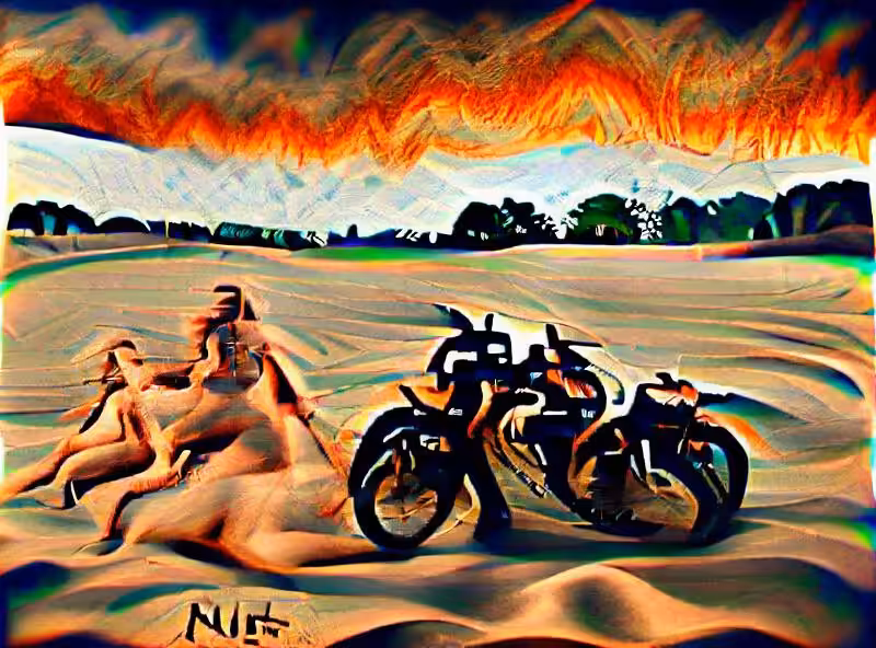 We ride a serpentine drag emblazoned with sand with our eyes closed and wandering tongue full of guile and fate with a shadow over our mouth. We are nude and bathed in fiery southern winds.