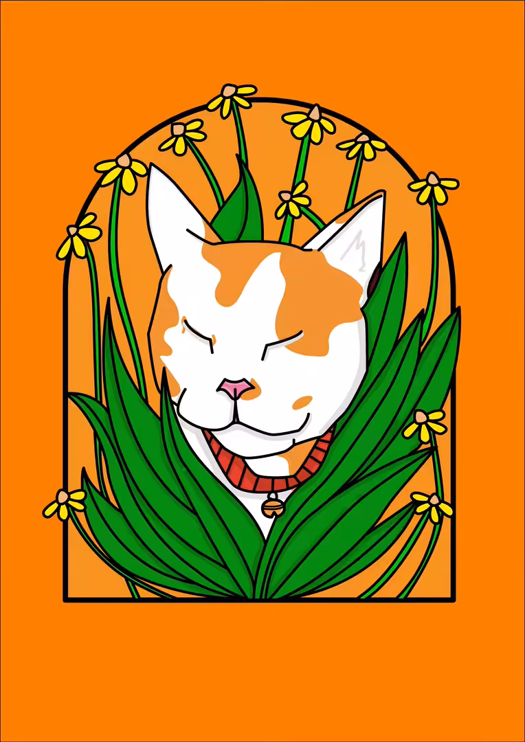Cat, Flower and Wind
