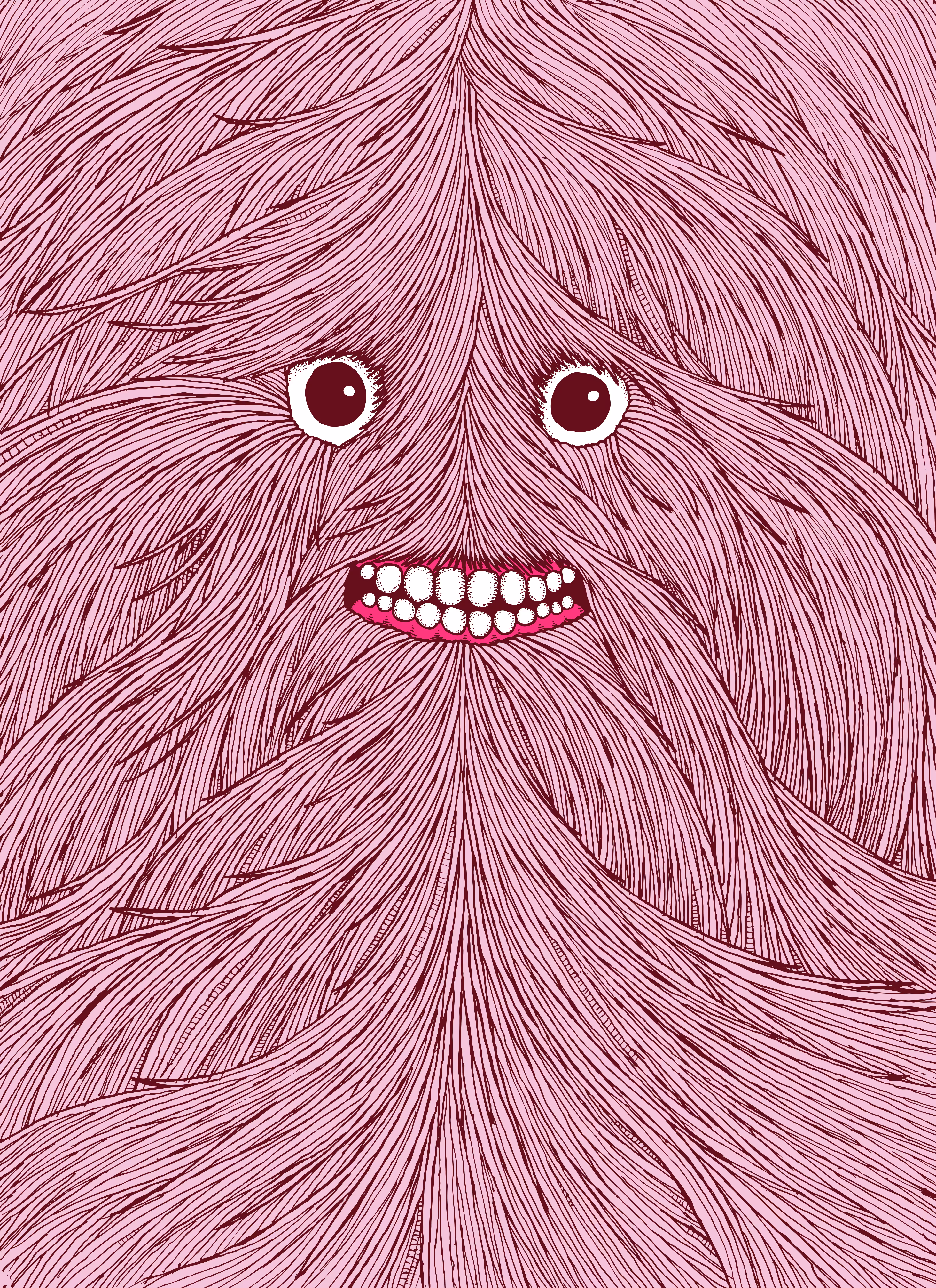 Pink Hairy Face
