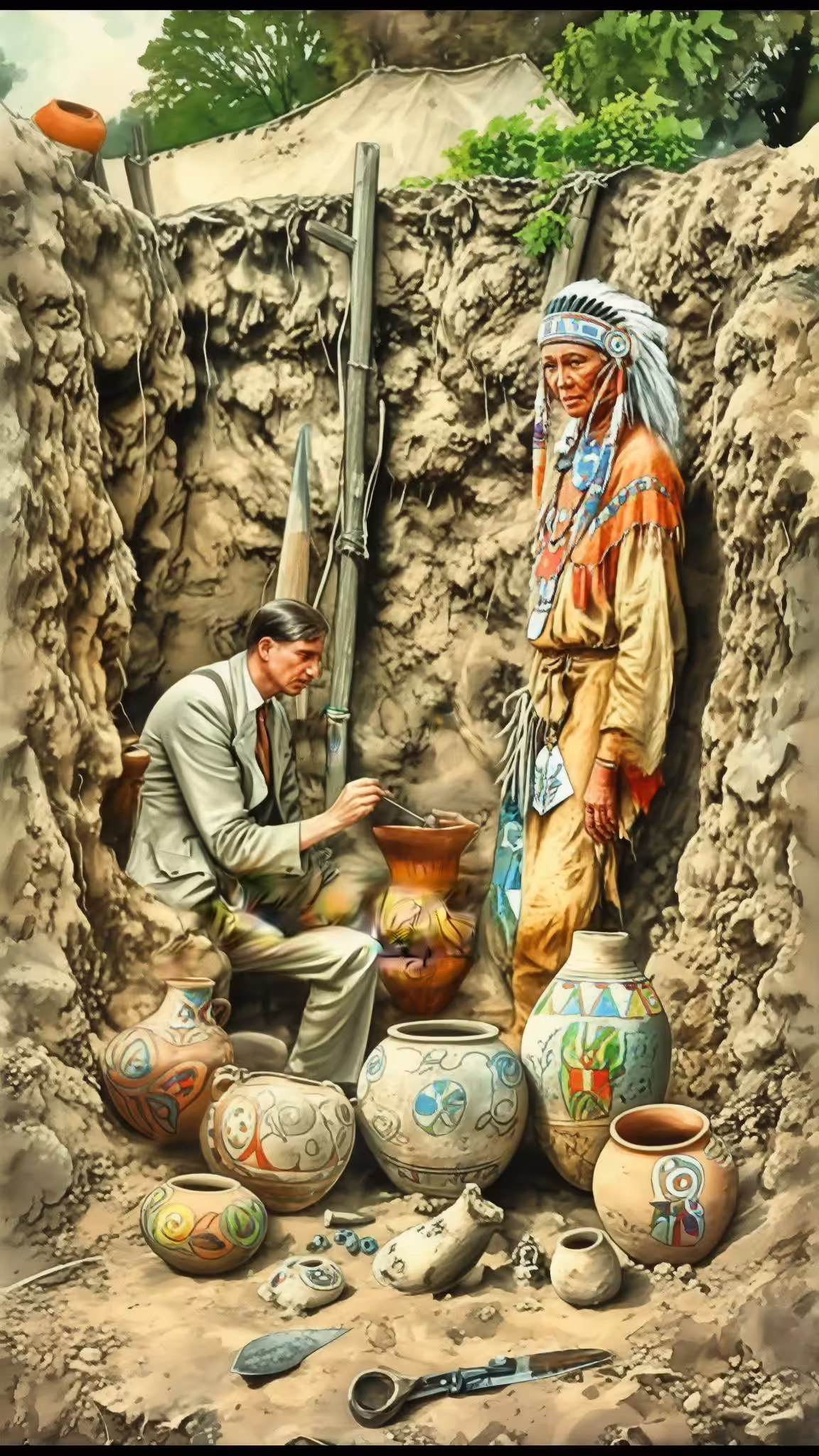 1932 Smithsonian Mound Builders Artifact Discovery